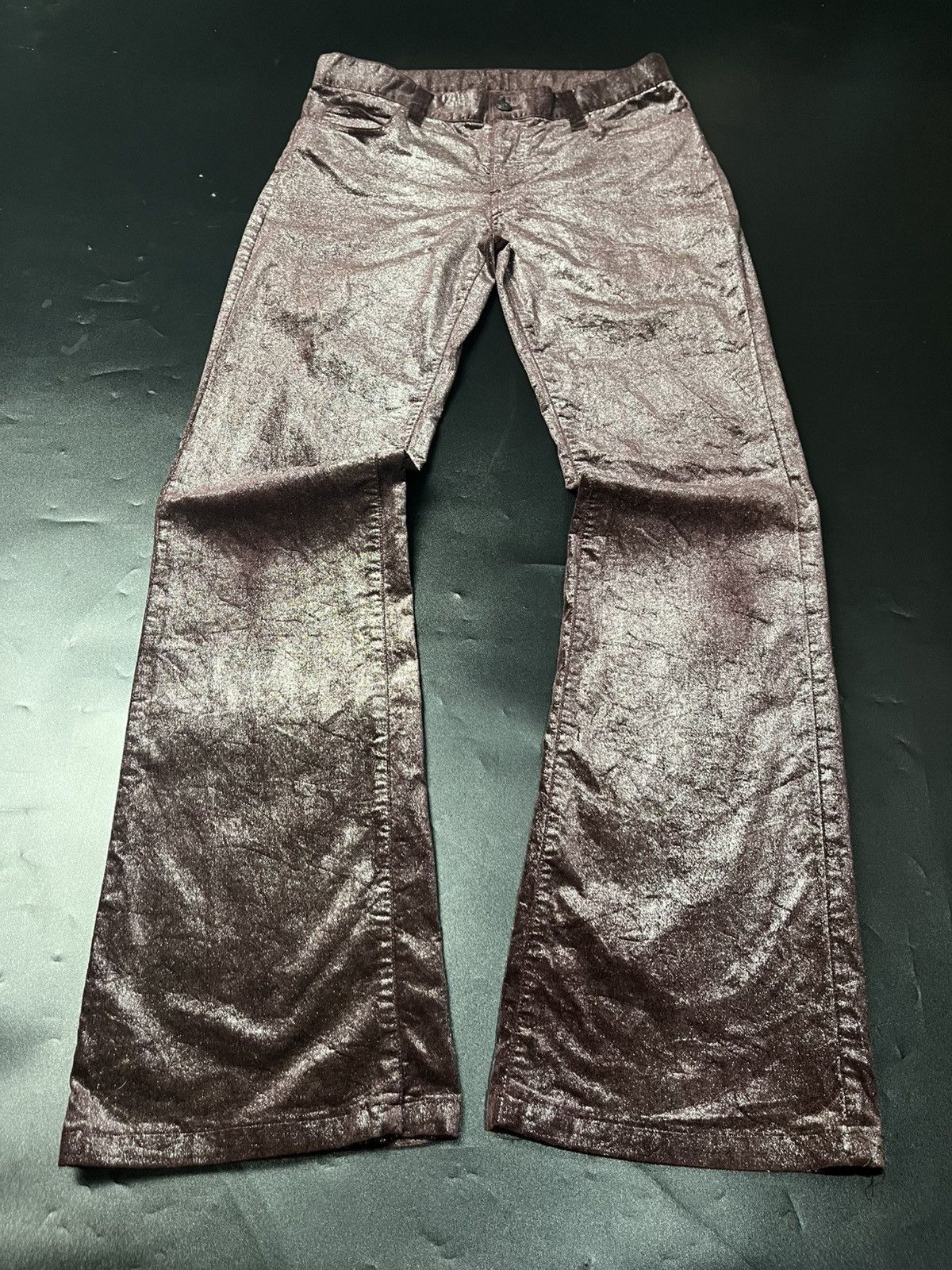 If Six Was Nine Japanese IAN ERVISION Metallic Flare jeans Size US 30 / EU 46 - 2 Thumbnail