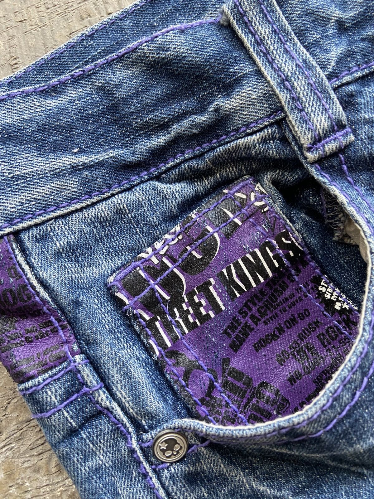 Le Grande Bleu (L.G.B.) 2000s Ba-Tsu Studio - Skull Boy AOP Denim Pants Size US 26 / EU 42 - 5 Thumbnail