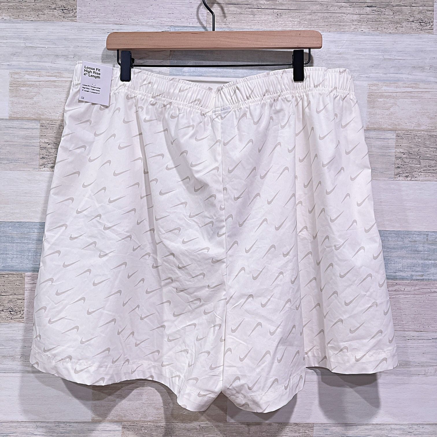 Nike Nike Everyday Modern High-Waisted Logo Short Beige Women XXL Size 40" / US 18 - 3 Thumbnail