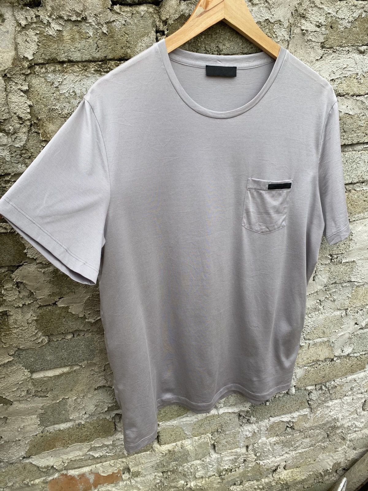 Prada Silver Black Tab Pocket Tee Size US L / EU 52-54 / 3 - 3 Thumbnail