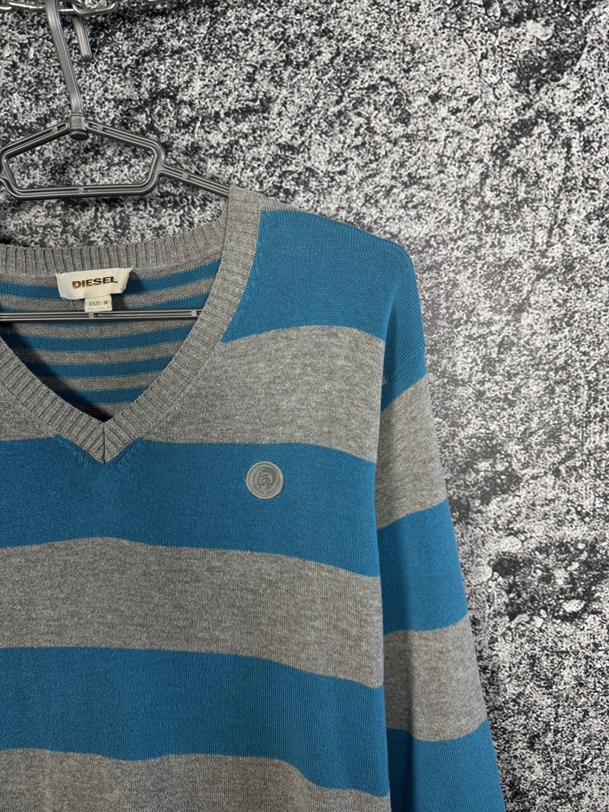 Diesel Men’s Diesel Vintage Striped V-Neck Pullover Sweater Size M Size US M / EU 48-50 / 2 - 2 Thumbnail