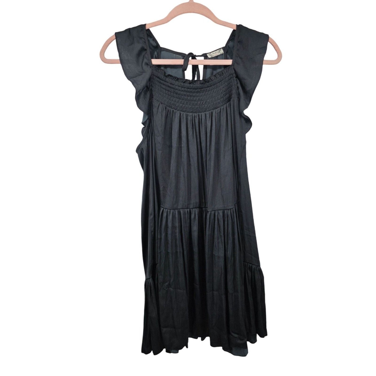 Free People Free People Black Smocked Tiered Babydoll Mini Dress S Size S / US 4 / IT 40 - 9 Thumbnail
