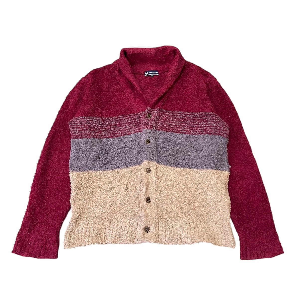 Sergio Tacchini Sergio Tacchini Mohair-Style Fuzzy Cardigan | Burgundy Beige Size US M / EU 48-50 / 2 - 1 Thumbnail