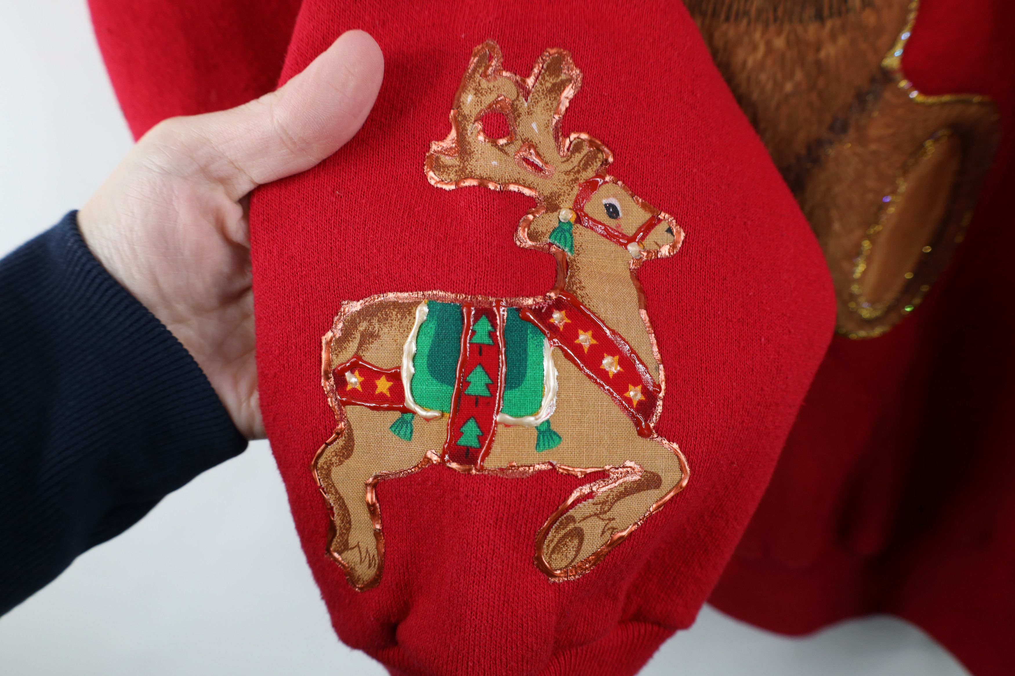 Vintage Vintage 90s Christmas Teddy Bear Bells Sweatshirt Red USA Size XXL / US 16-18 / IT 52-54 - 8 Thumbnail