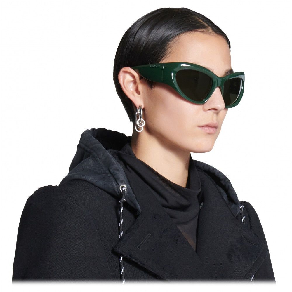 image of New Balenciaga Bb0228S 002 Oval Green Unisex Sunglasses, Women's
