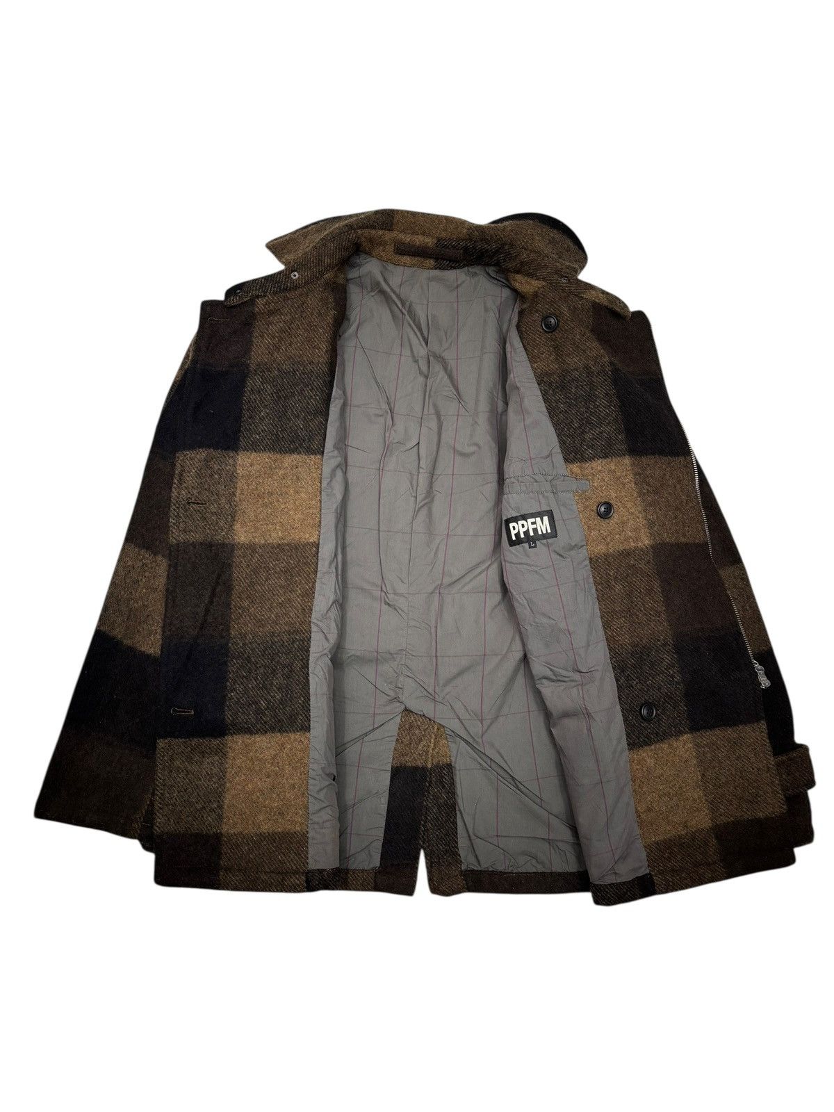PPFM PPFM AW02 Wool Plaid Belted Moto Jacket Size US L / EU 52-54 / 3 - 5 Thumbnail
