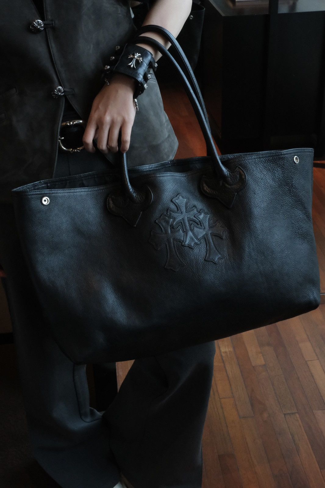 Chrome Hearts Cemetery Cross Patch Double Snap Tote Bag Size ONE SIZE - 2 Thumbnail