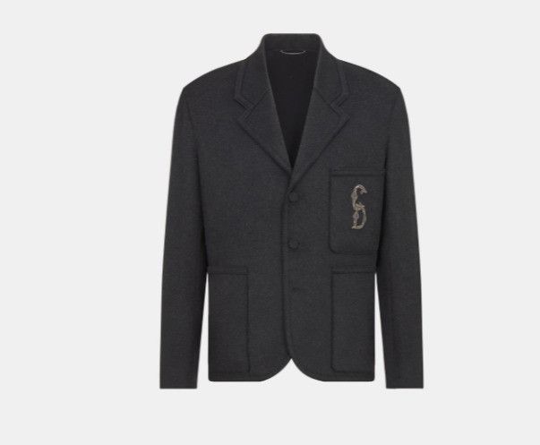 o1w1db11224 Wool Blend Interlaced Jacket in Grey