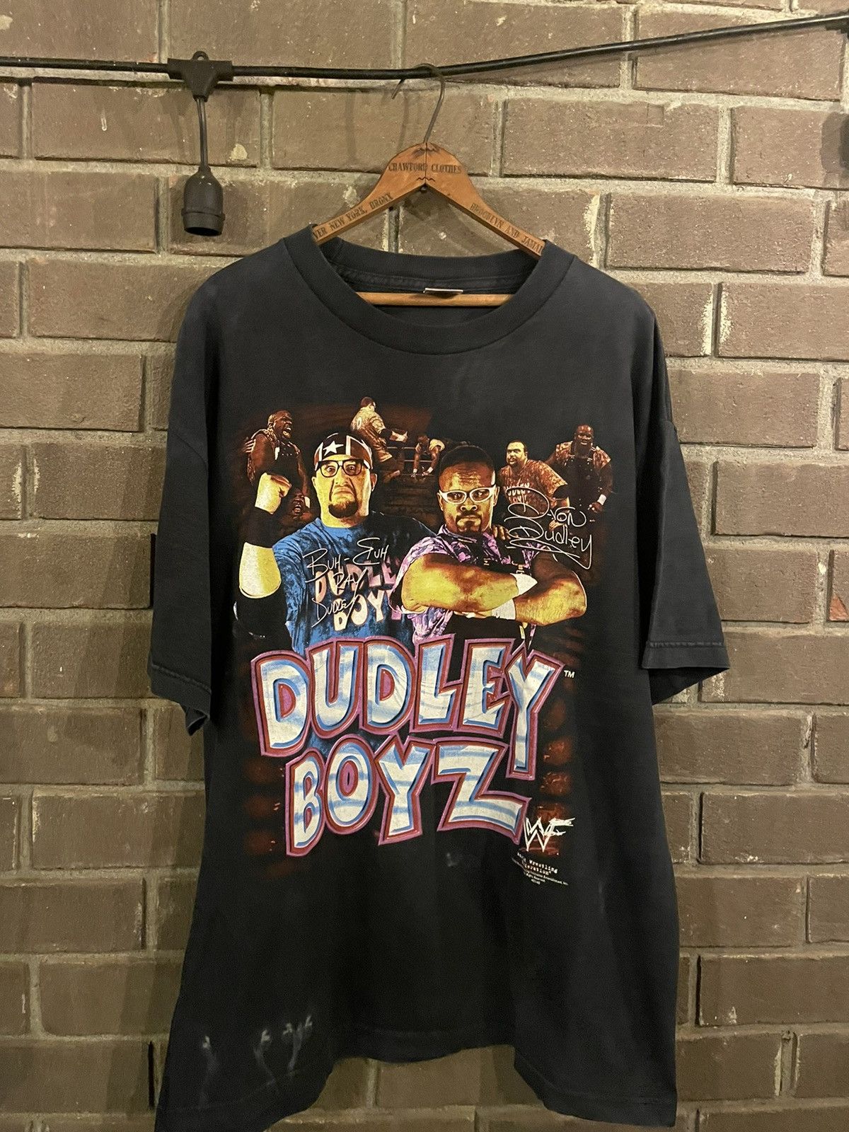 image of Vintage 2000 Wwf Dudley Boyz Wrestling T Shirt in Black, Men's (Size XL)