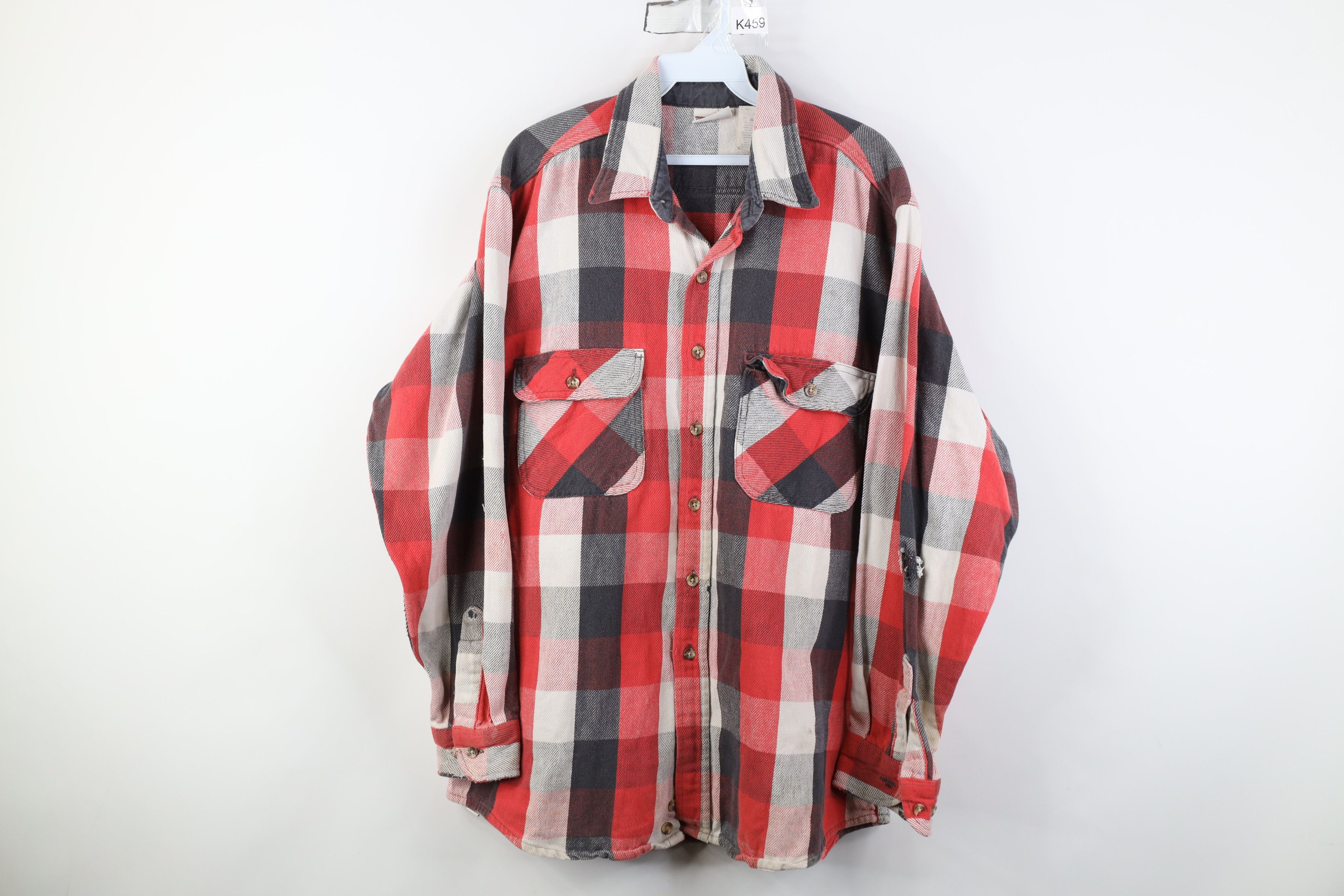 Vintage Vintage 90s Streetwear Heavyweight Button Shirt Plaid Size US XL / EU 56 / 4 - 1 Thumbnail