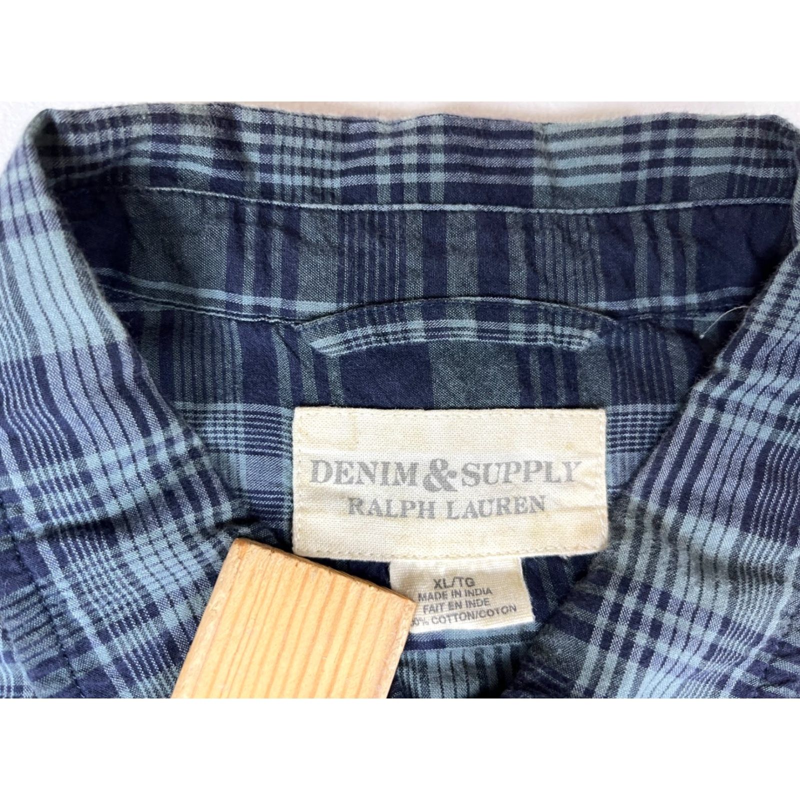 Vintage Denim & Supply Ralph Lauren Men's Button-Up Shirt Plaid XL Blue Cotton Long Sleeve Pocketed Casual Shirt Size US XL / EU 56 / 4 - 5 Thumbnail
