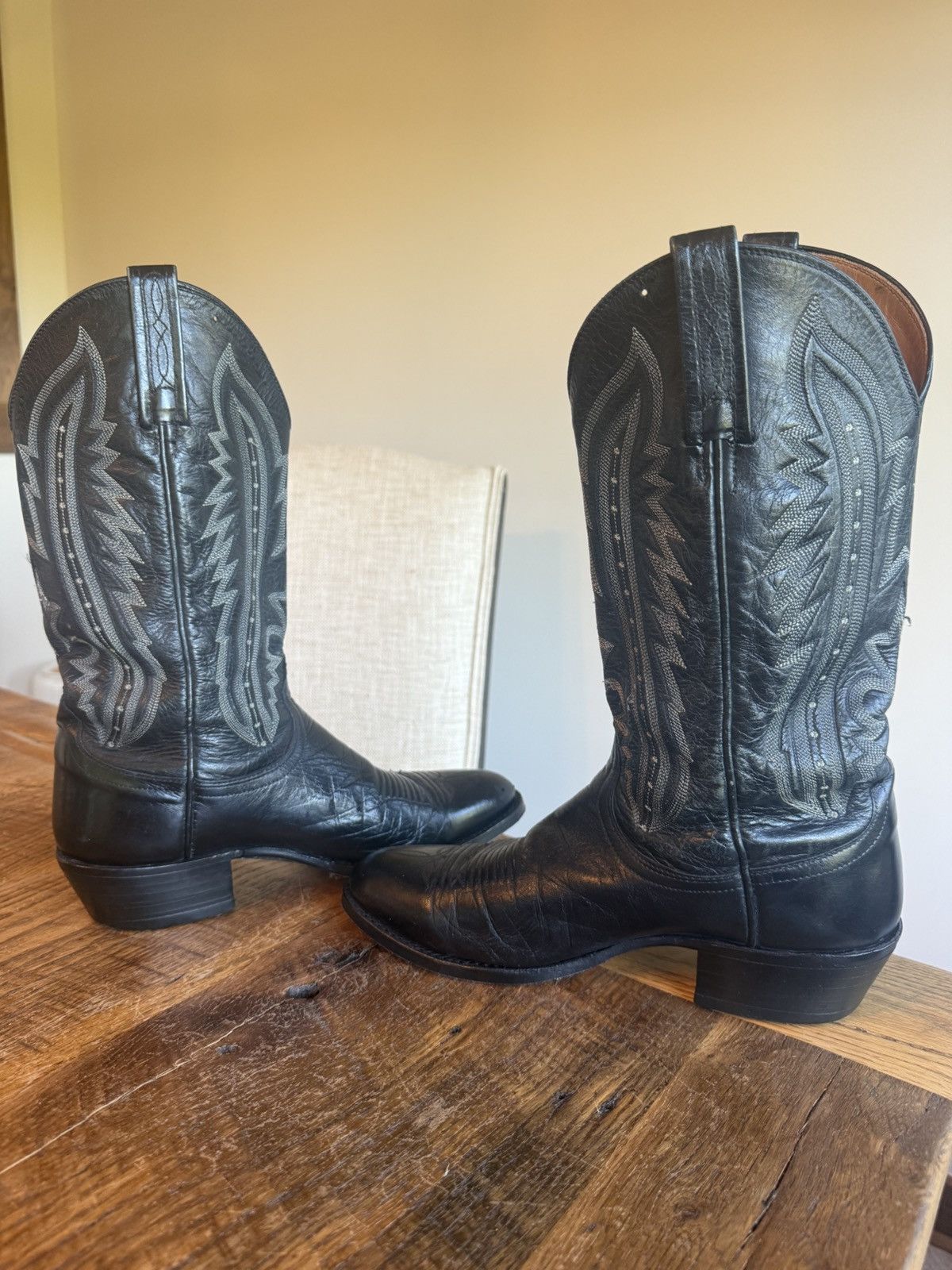 Lucchese Lucchese black leather flame stitch western cowboy boots Size US 8 / EU 41 - 5 Thumbnail