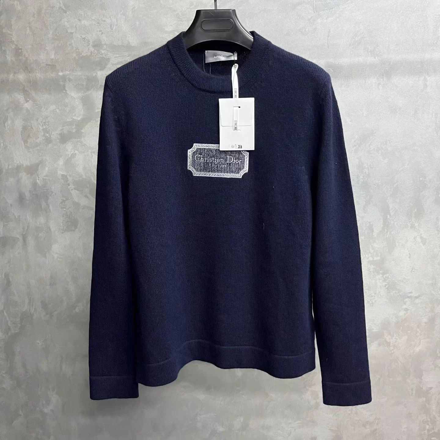 Dior Dior Blue Logo Embroidered Crewneck Knit Sweater S Size S / US 4 / IT 40 - 1 Thumbnail