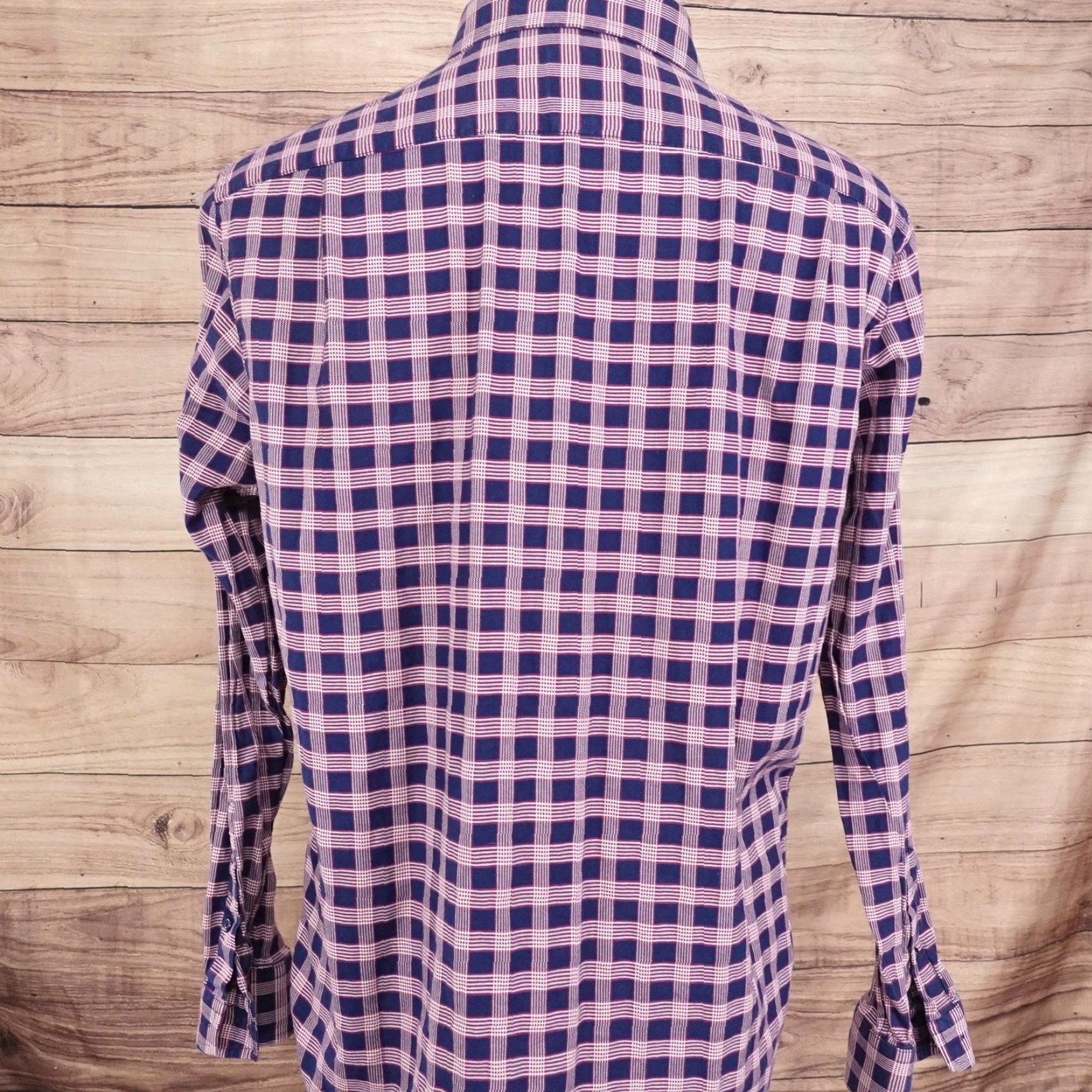 Ben Sherman Ben Sherman Slim Fit Dress Shirt Mens 16.5 Large Blue Pink Plaid Tailored Stretch Size US L / EU 52-54 / 3 - 4 Thumbnail