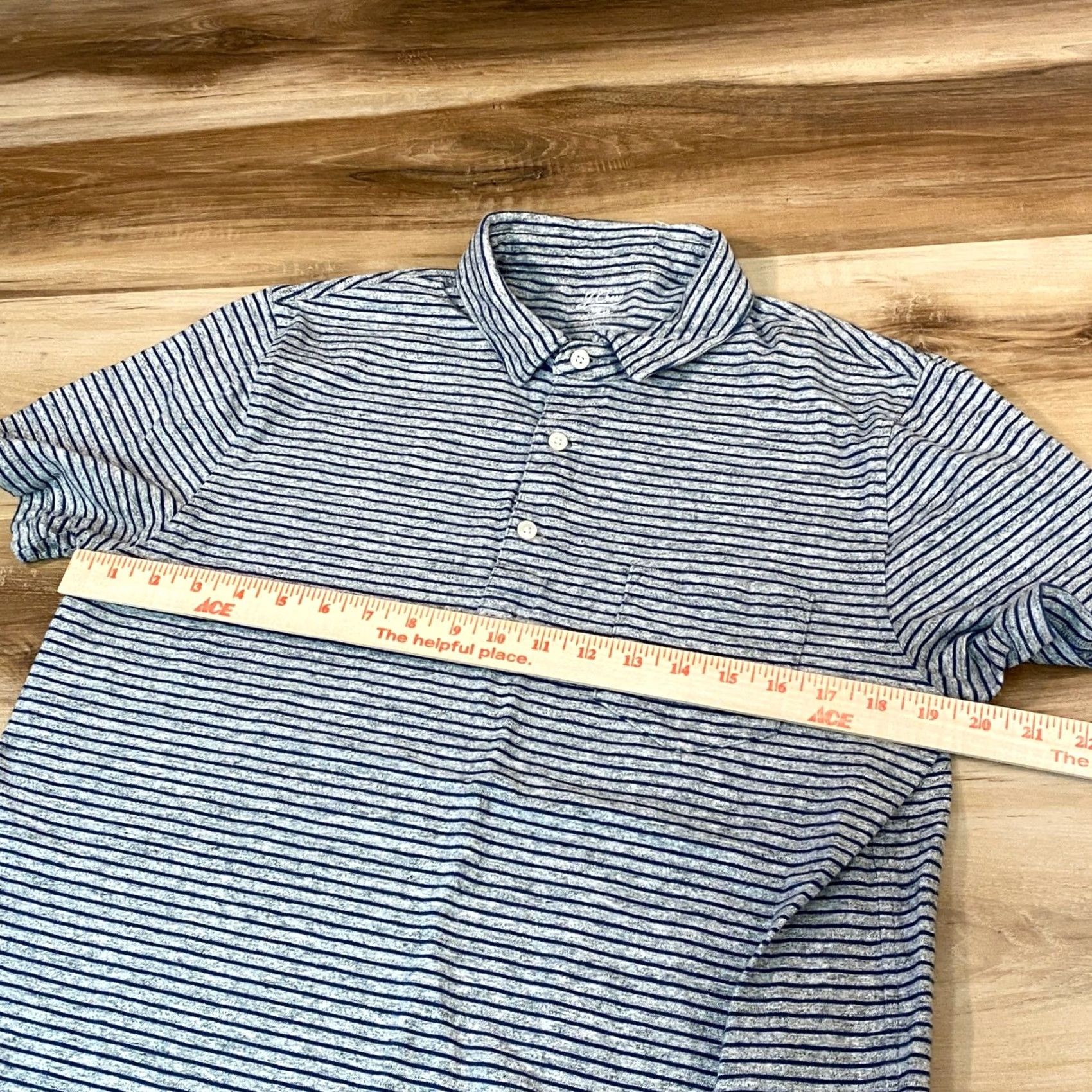 J.Crew J.Crew Polo Shirt Striped Slub Cotton Short Sleeve Gray Blue L Mens Size US L / EU 52-54 / 3 - 5 Thumbnail