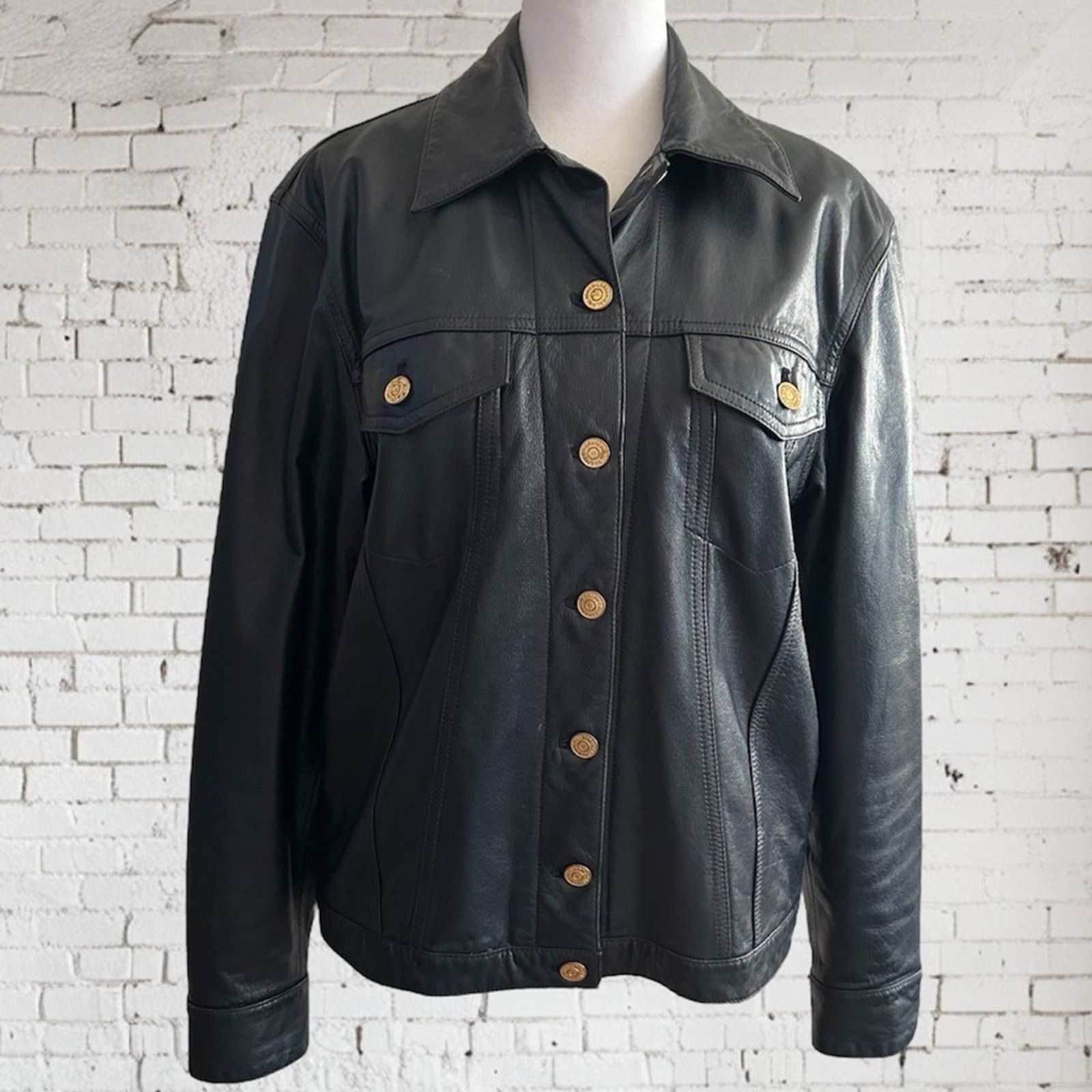 Ralph Lauren RALPH LAUREN Vintage 100% Leather Jacket Blue & Gold S Size S / US 4 / IT 40 - 2 Thumbnail