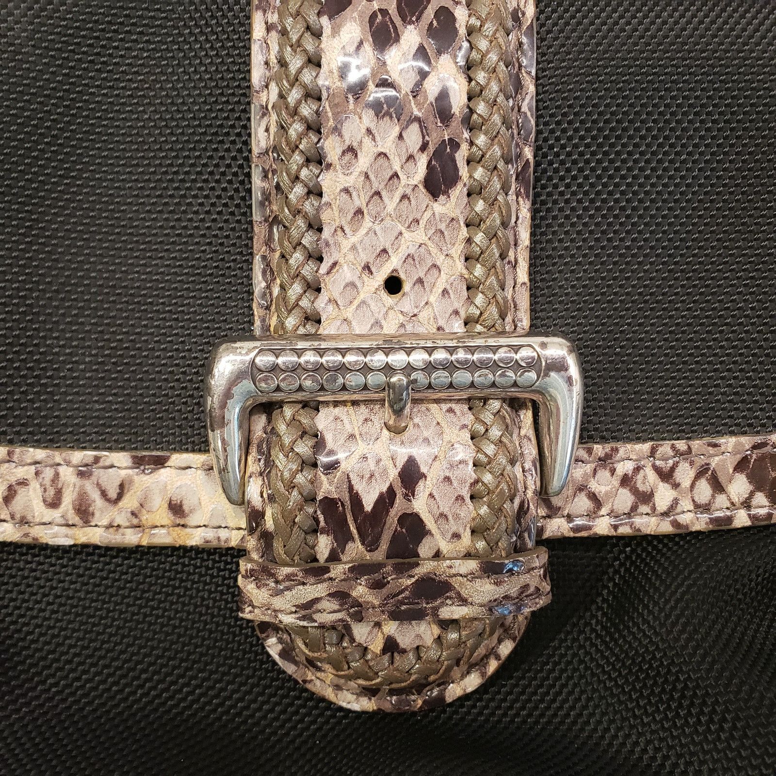Brighton Womens Brighton Handbag Faux Python Trim Shoulder Bag Black Size ONE SIZE - 6 Thumbnail