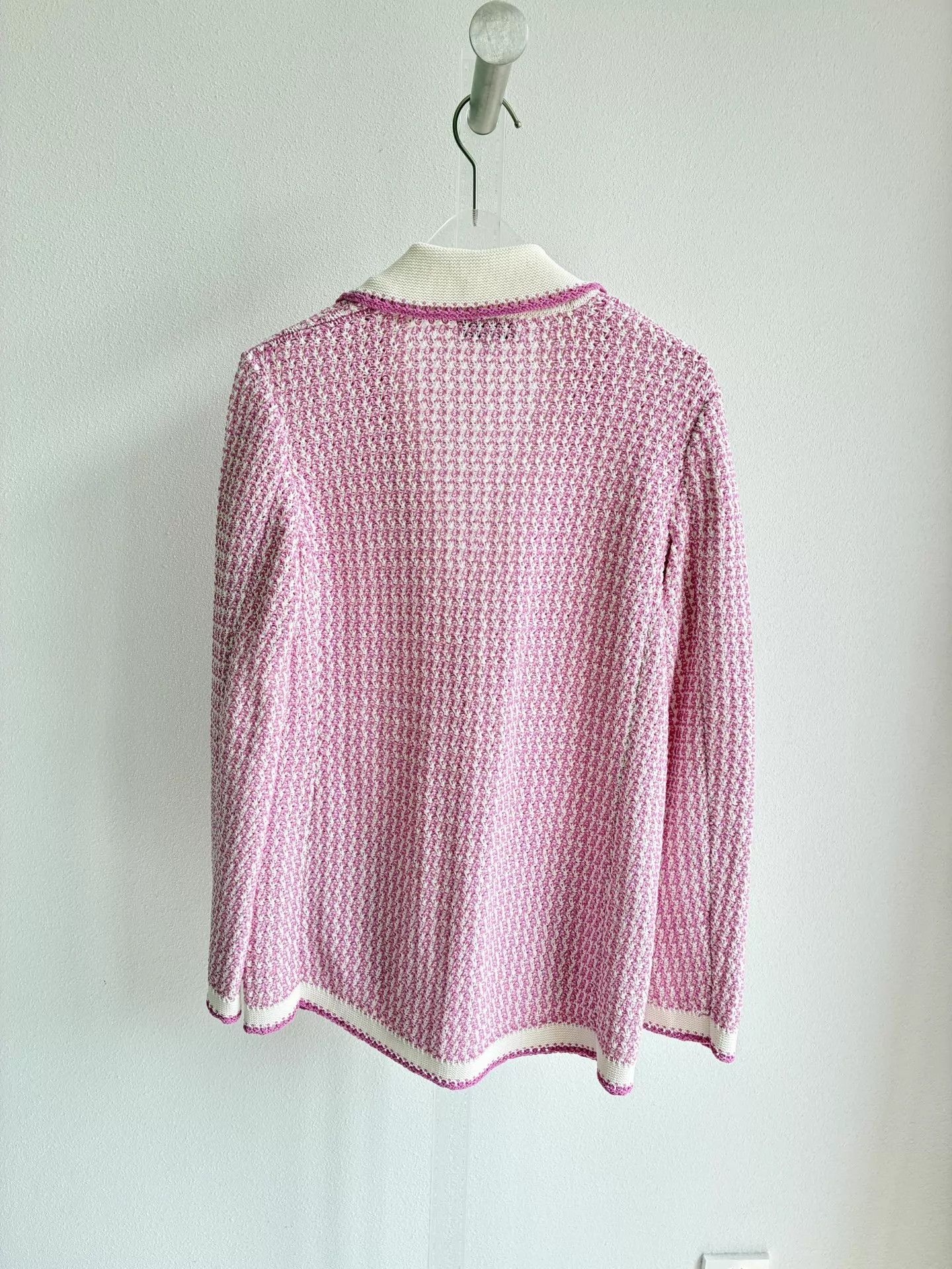 Chanel Chanel 22P Spring/Summer Pink & White Knit Cardigan Size XS / US 0-2 / IT 36-38 - 2 Thumbnail
