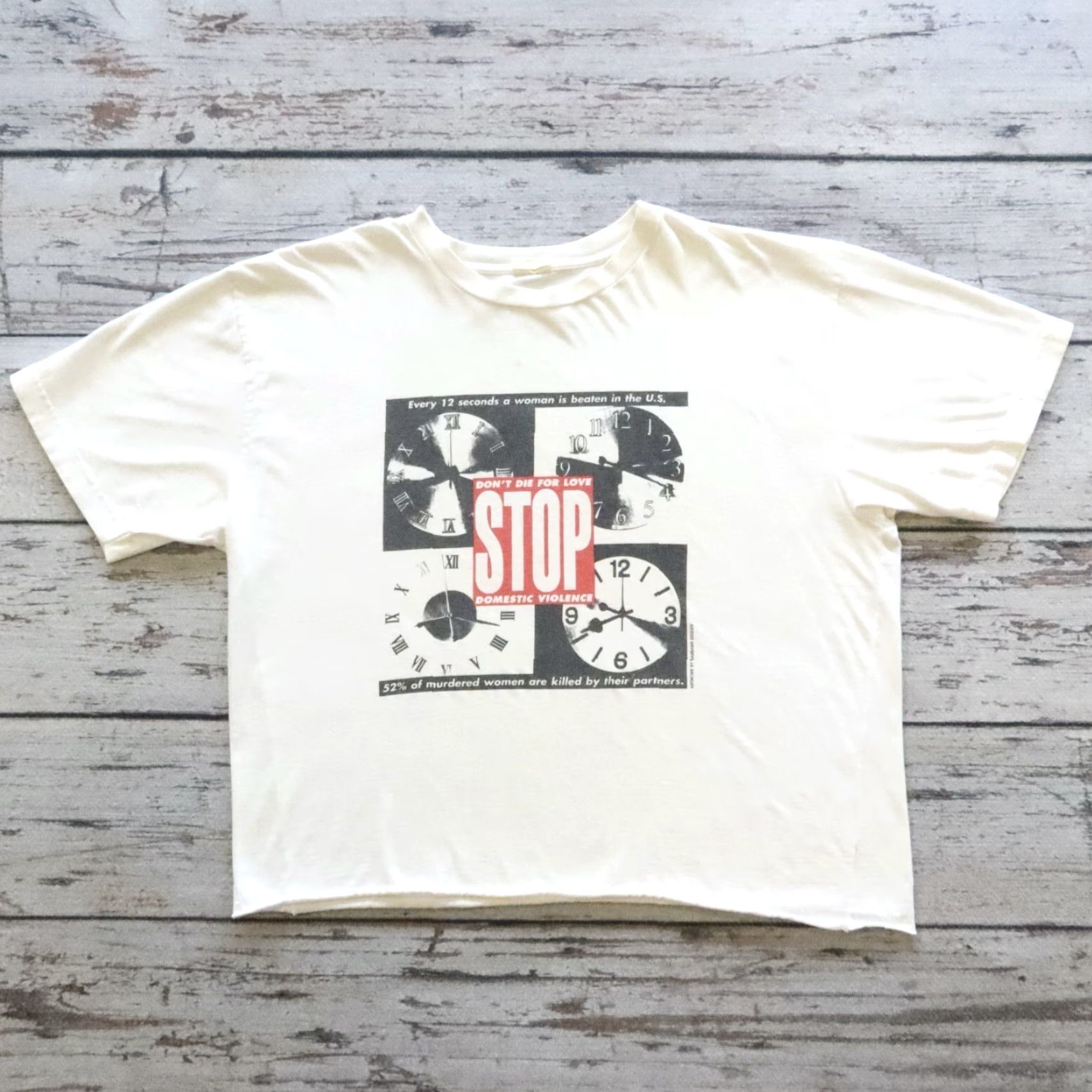 Vintage Vintage Barbara Kruger Women's Work Cropped Tshirt Made in USA L White Tshirt Womens L Vintage Barbara Kruger Work Cropped Tshirt Made in USA White Size L / US 10 / IT 46 - 2 Thumbnail