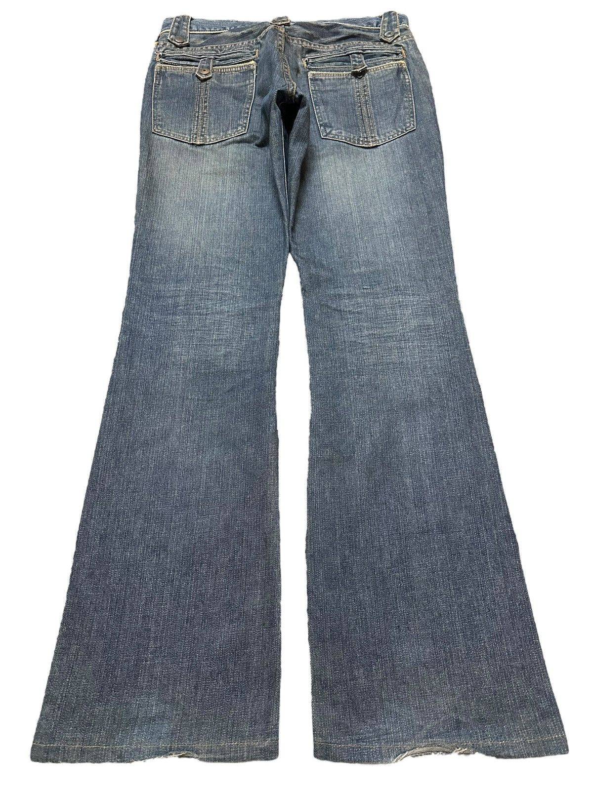 Japanese Brand Vintage Schlussel Faded Wash Style Distressed Flare Jeans Size US 30 / EU 46 - 2 Thumbnail