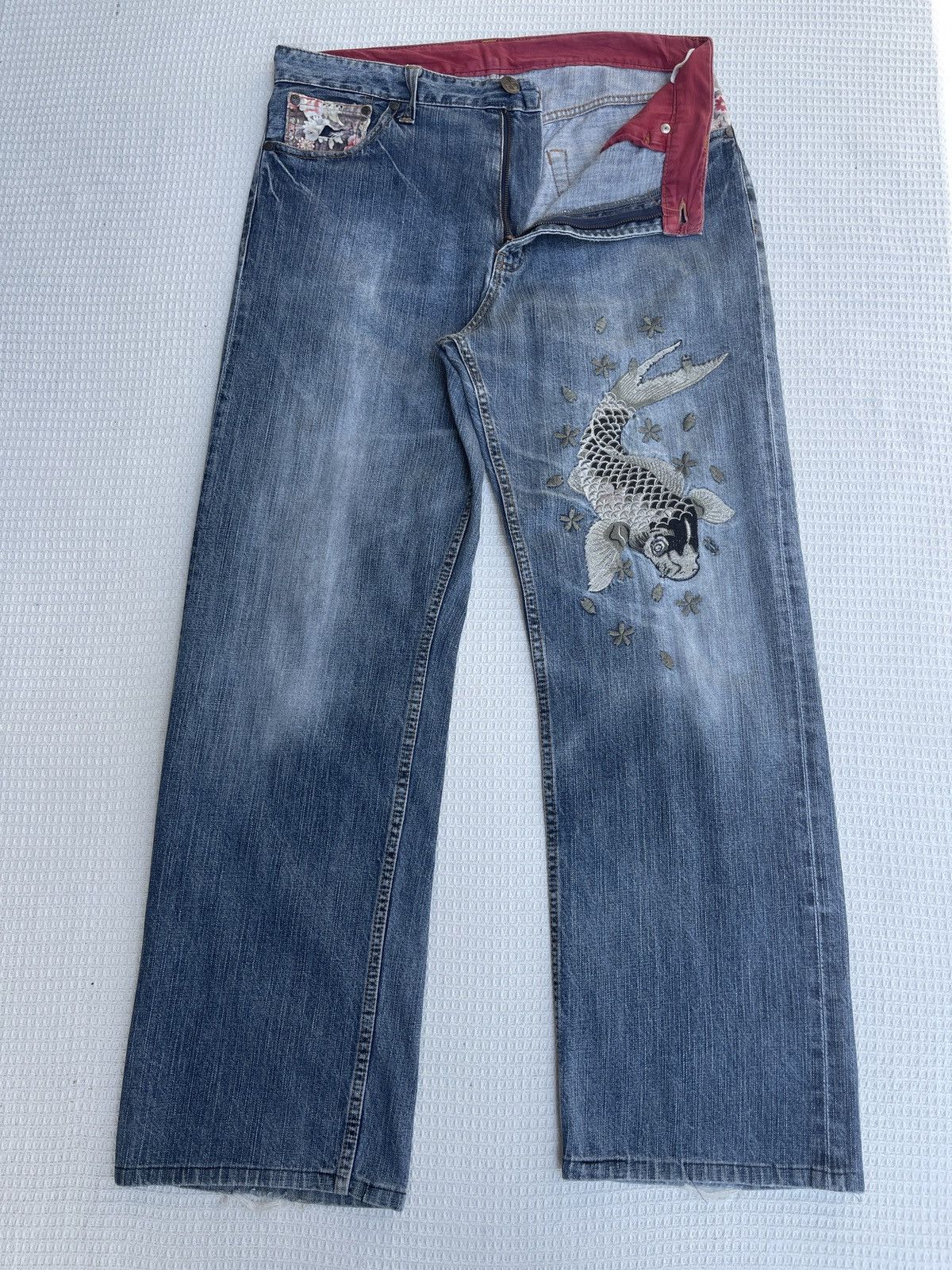 Karakuri Tamashii LastDrop🔥Rare🔥VtgJapanese Brand Karakuri Style Sukajan Jeans Size US 34 / EU 50 - 1 Thumbnail