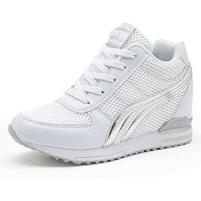 Other Aonegold Women's 6.5 White Silver High Top Lace-Up Sneakers Size US 6.5 / IT 36.5 - 1 Thumbnail