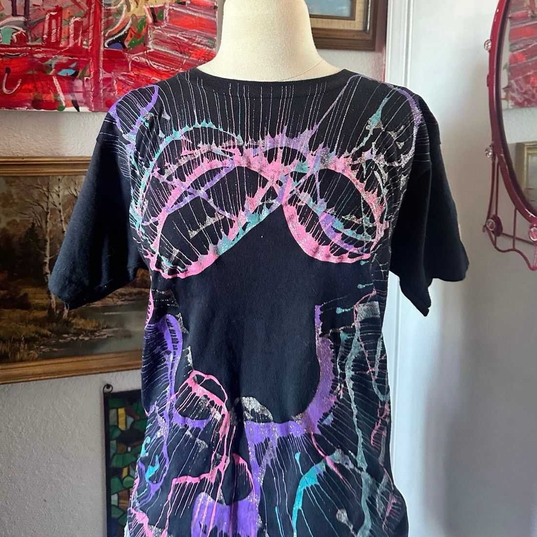 Other screen stars black pink blue paint splattered shirt Size S / US 4 / IT 40 - 2 Thumbnail
