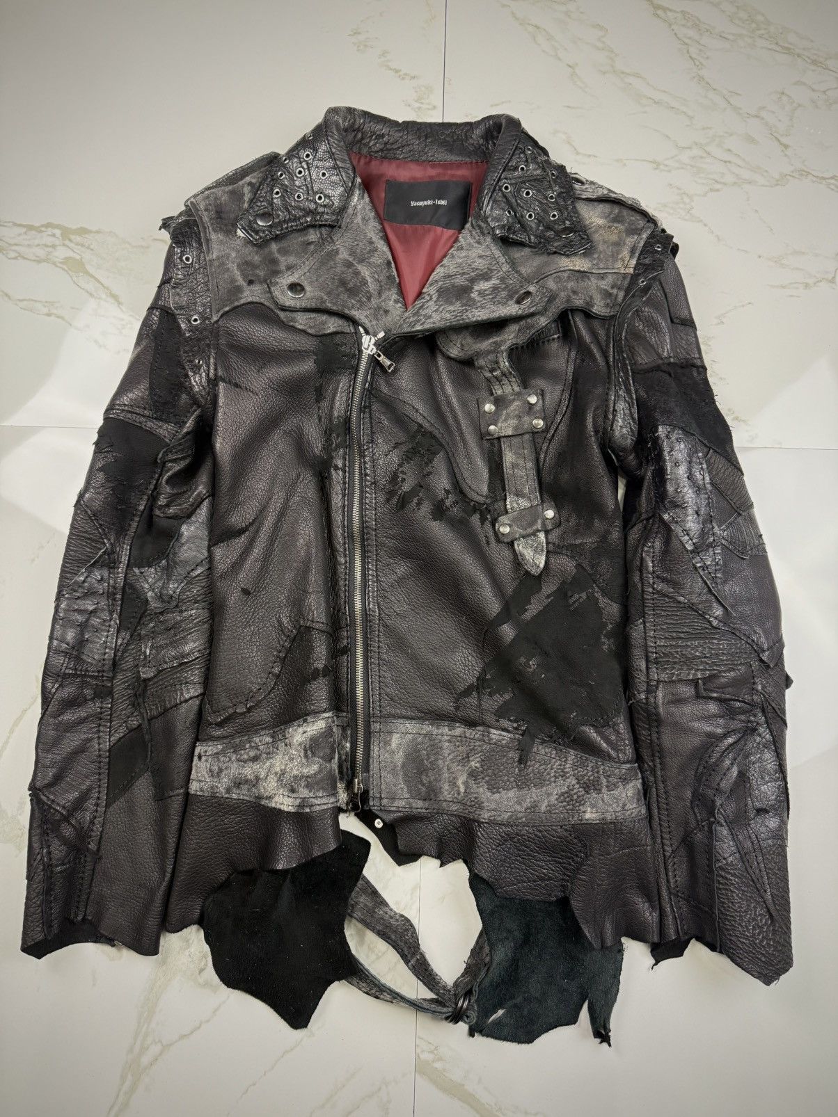 Yasuyuki Ishii Yasuyuki Ishii Leather Variation Patchwork Rider Jacket Size US S / EU 44-46 / 1 - 1 Thumbnail