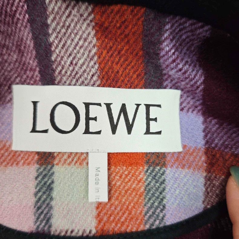 Loewe LOEWE Classic purple checkered leather logo woolen coat Size M / US 6-8 / IT 42-44 - 5 Thumbnail