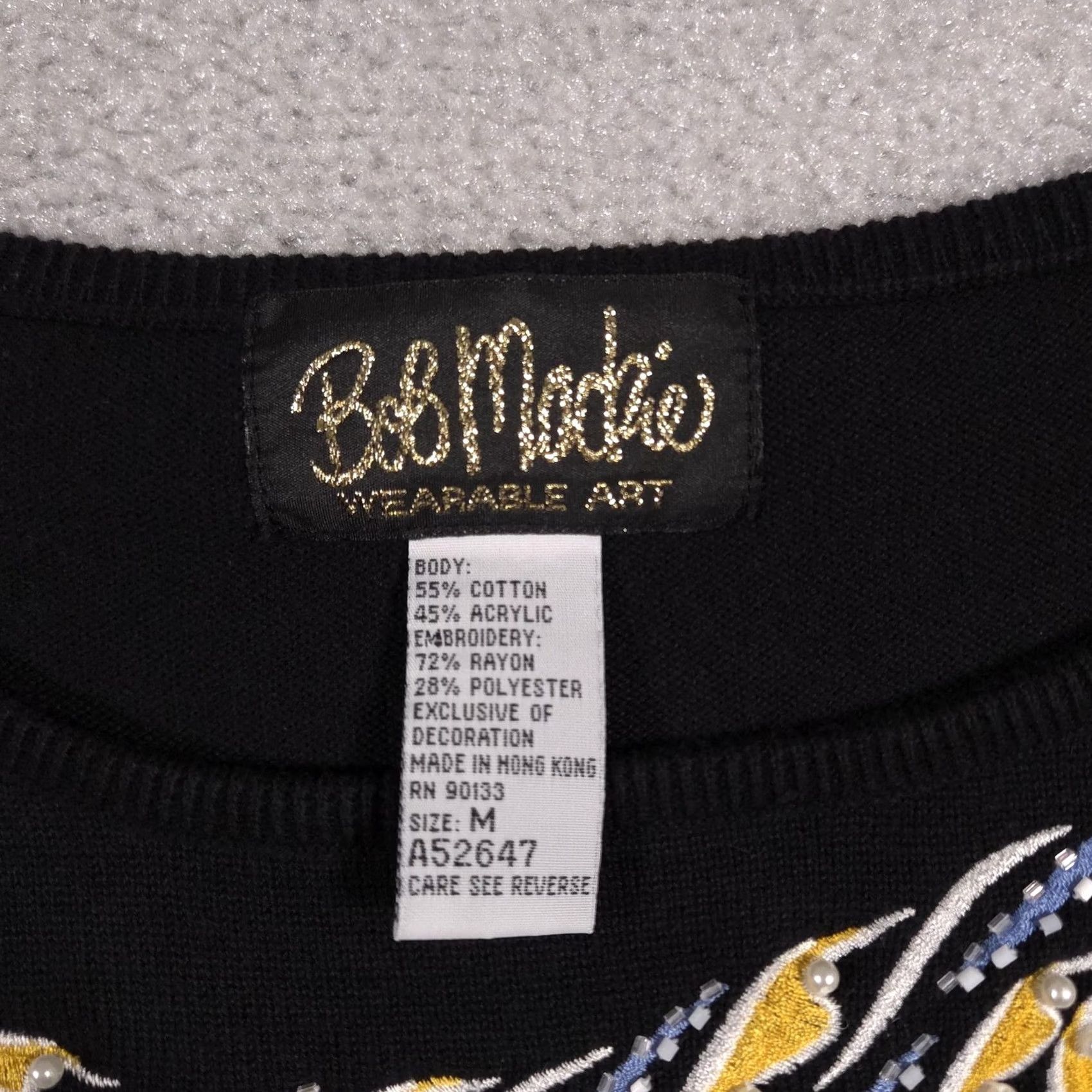 Bob Mackie VINTAGE Bob Mackie Wearable Art Sweater Womens M Black Beaded Fringe 90s Size M / US 6-8 / IT 42-44 - 7 Thumbnail
