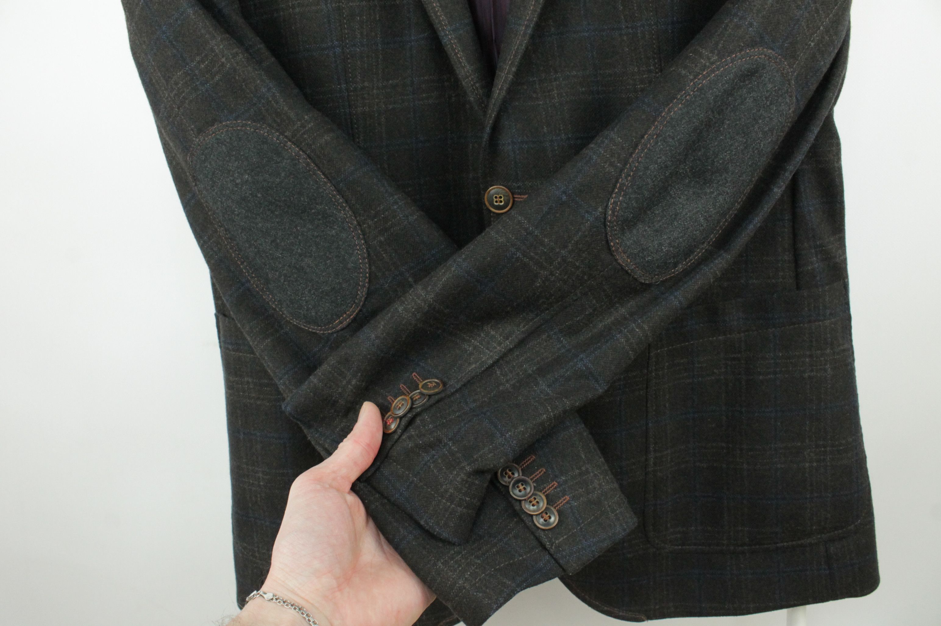 Other Club Of Gents Checked Wool Elbow Patch Sport Coat Jacket Size US L / EU 52-54 / 3 - 4 Thumbnail