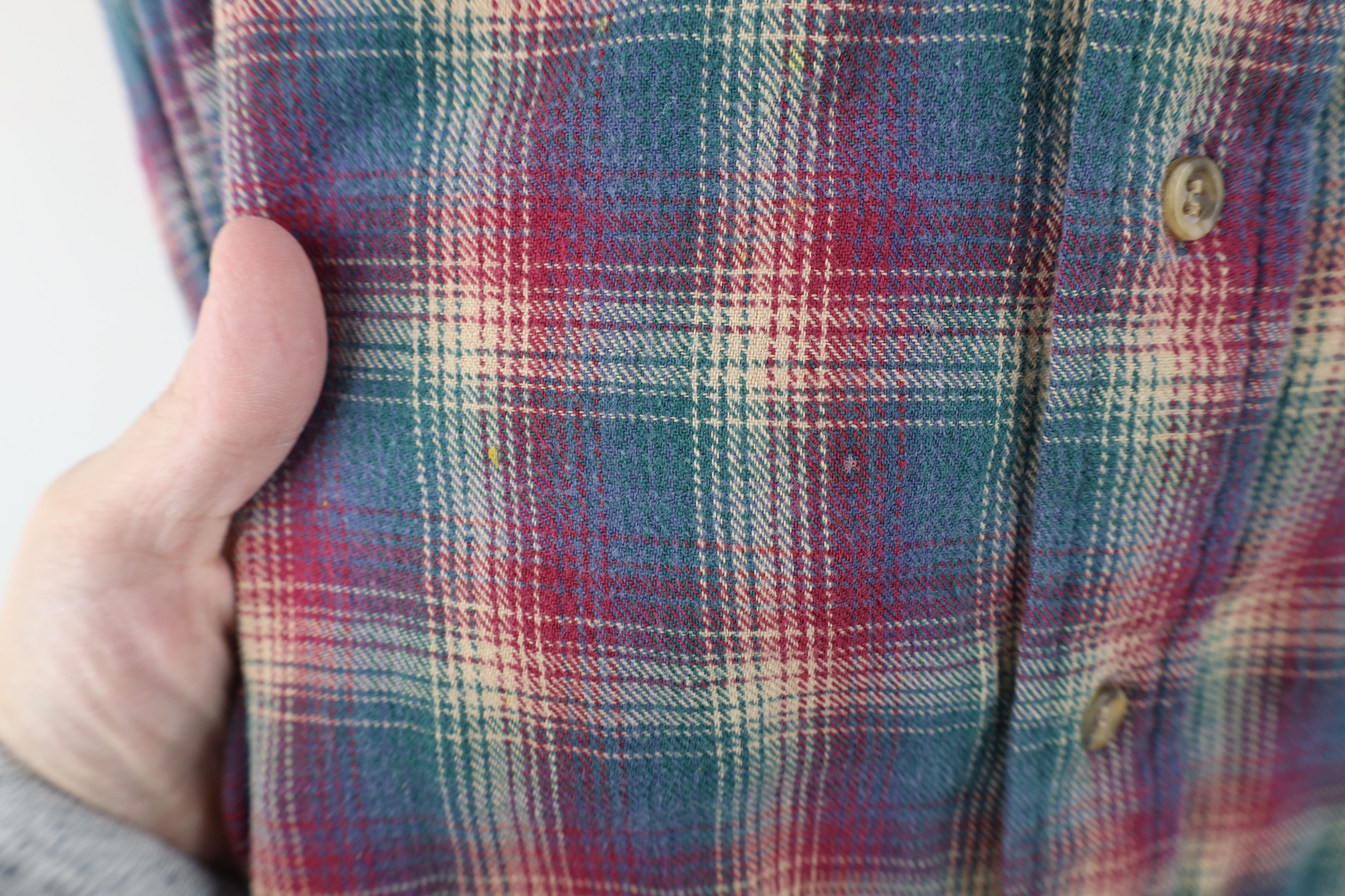 Vintage Vintage 90s Streetwear Flannel Band Collar Button Shirt Size US L / EU 52-54 / 3 - 6 Thumbnail