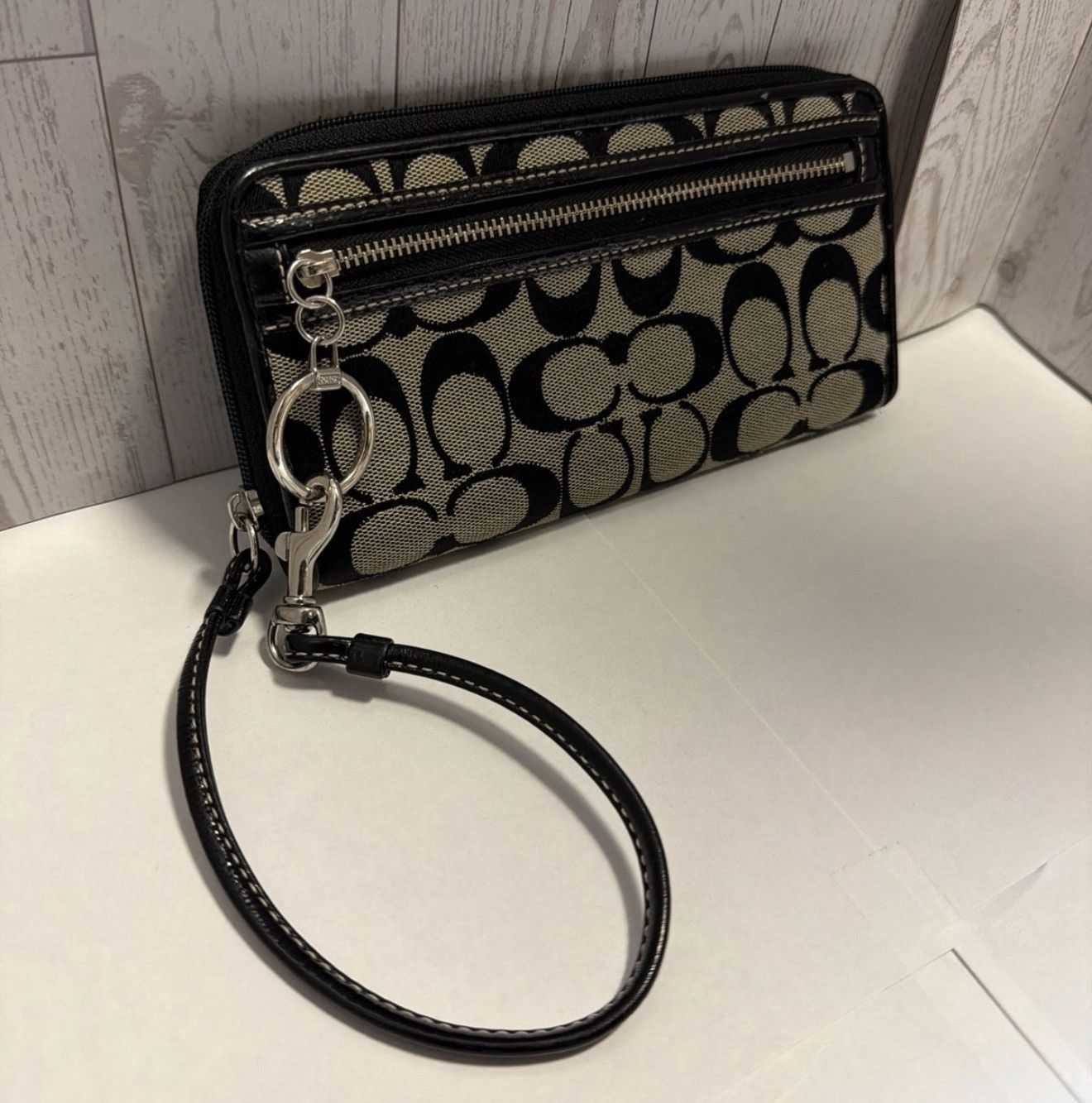 Coach Coach Signature Black Wristlet Wallet – Coated Canvas Size ONE SIZE - 3 Thumbnail