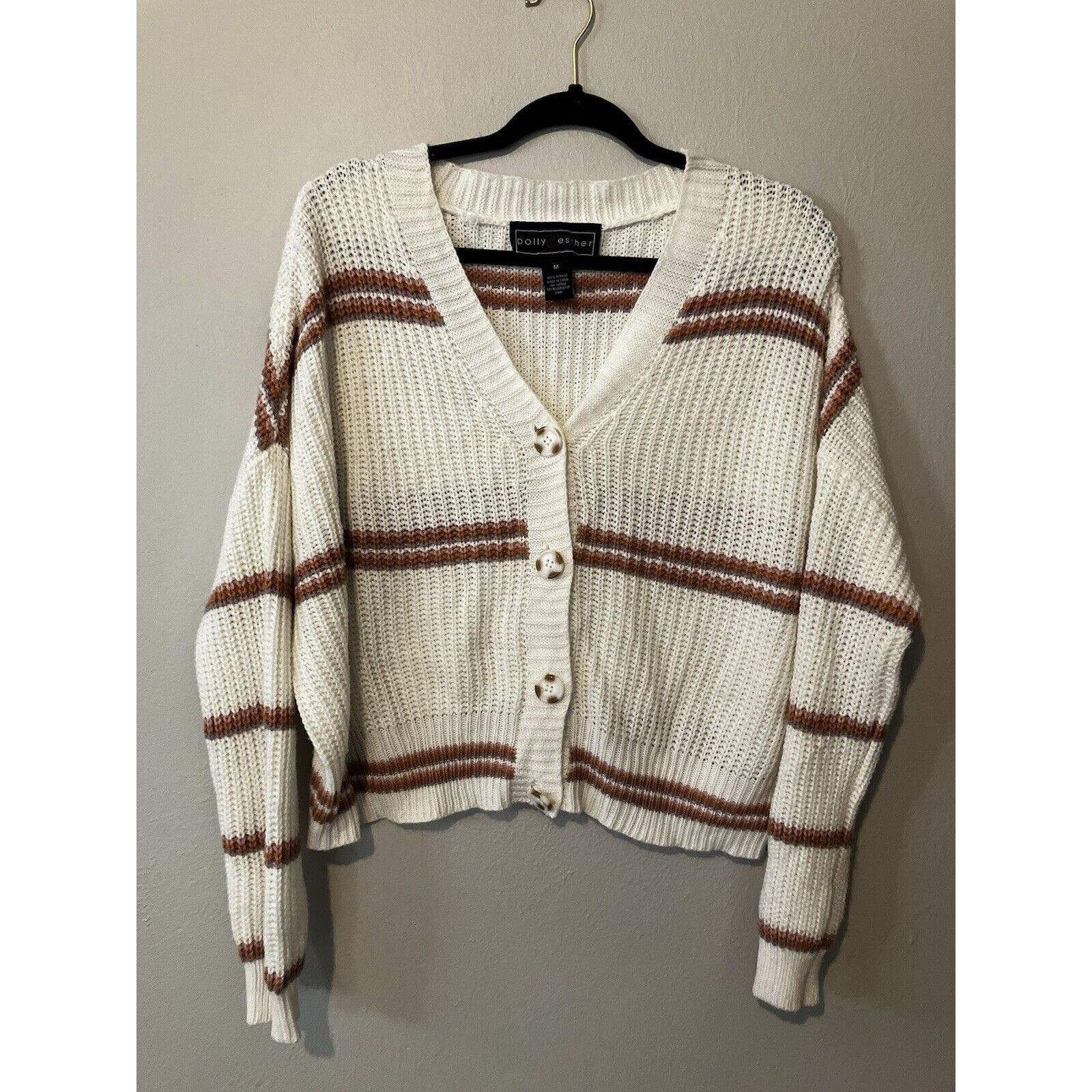 Other Polly Esther oversized cardigan sized medium white tan Size M / US 6-8 / IT 42-44 - 1 Thumbnail