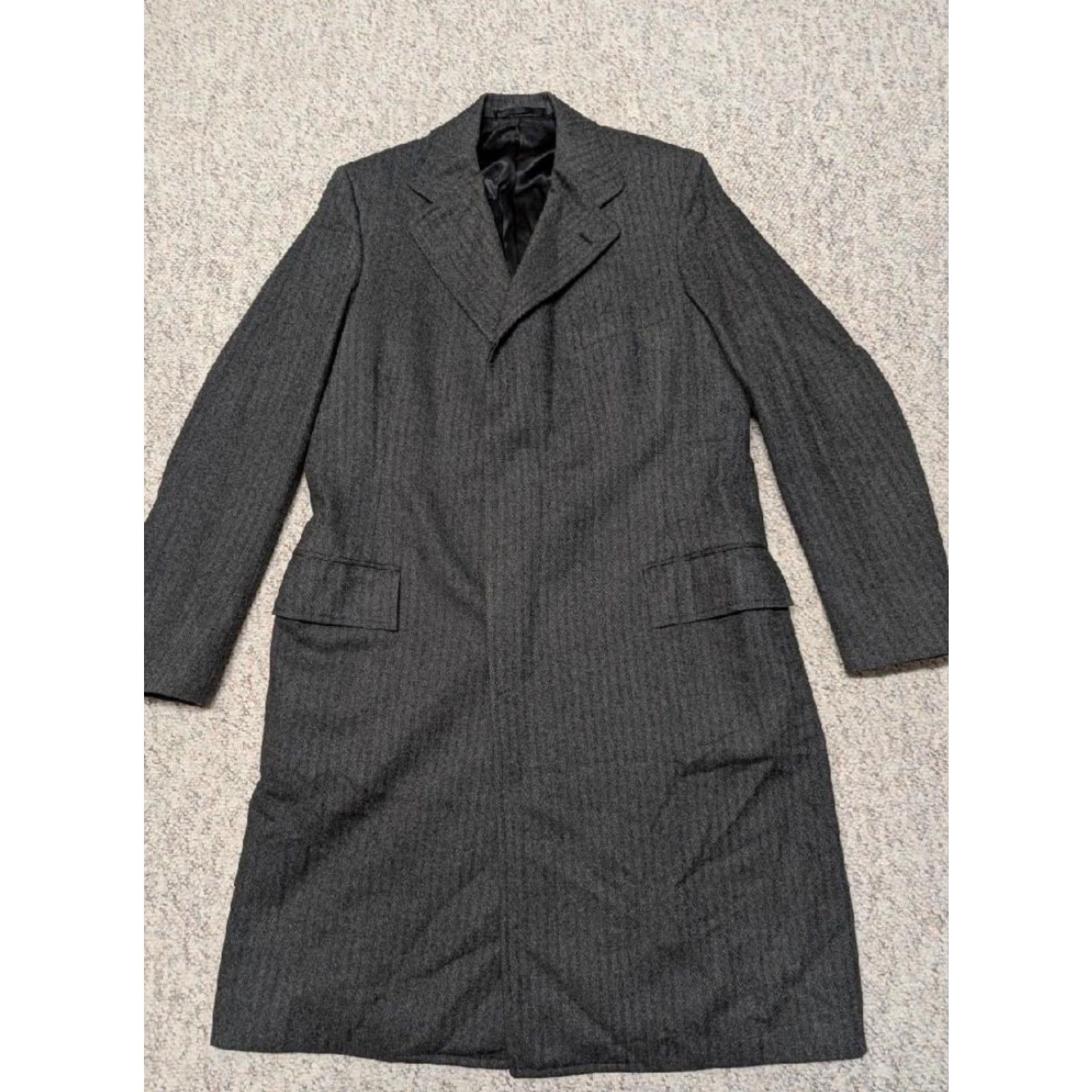 Vintage VINTAGE Powers & Goode Overcoat Jacket Coat Wool Tweed Herringbone 40L Charcoal Gray M Mens 1950s 60s Size US M / EU 48-50 / 2 - 2 Thumbnail