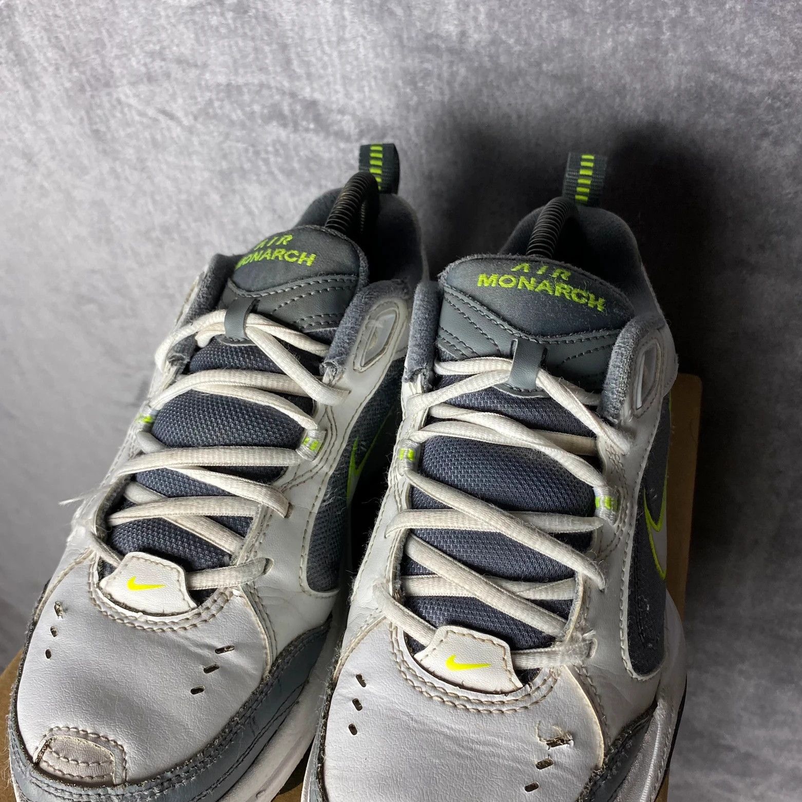 Nike Air Monarch daddy shoes sneakers Y2K white grey lime Size US 7.5 / EU 40-41 - 7 Thumbnail
