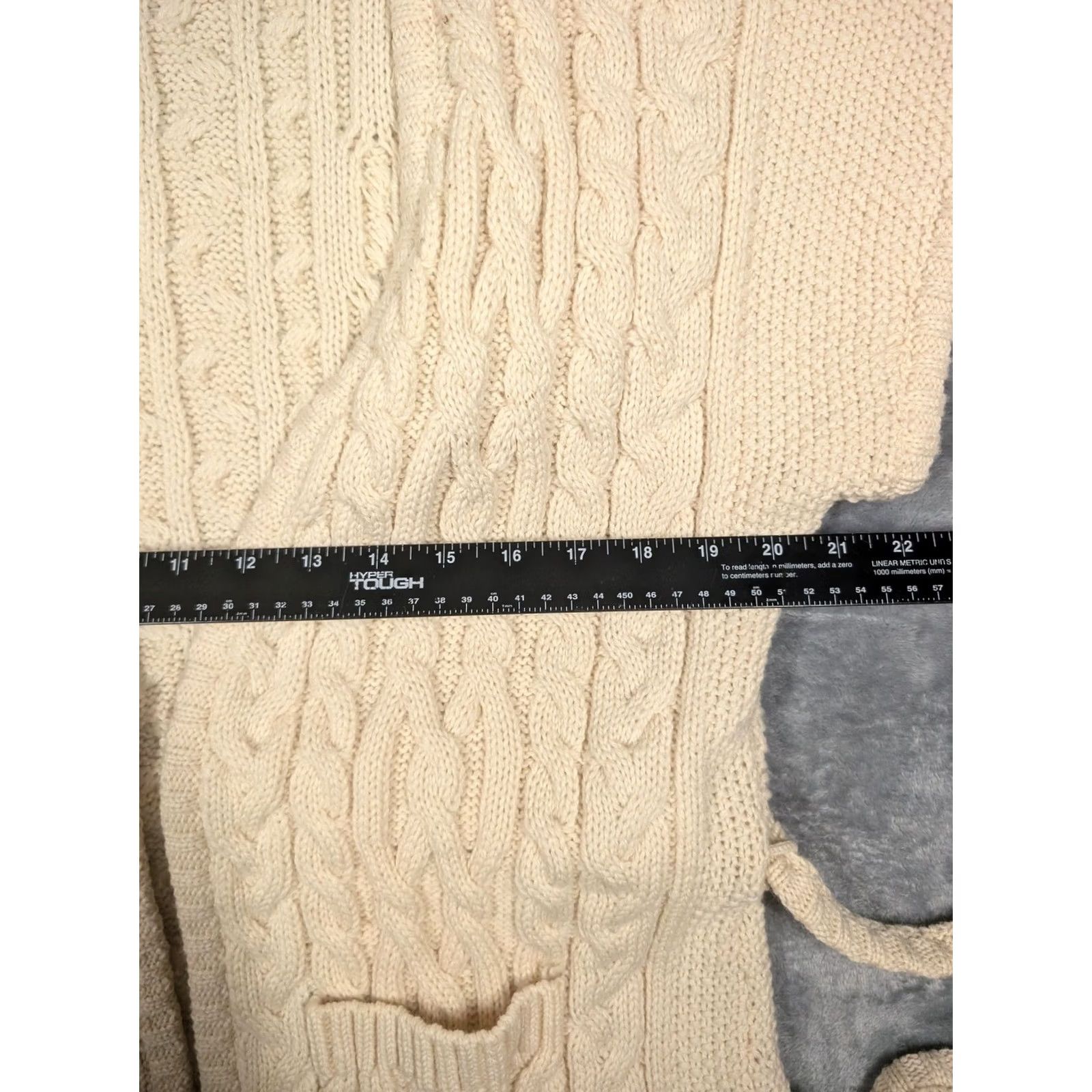 Vintage Blarney Aran Originals Sweater Cardigan Womens M White Wool Belted Cable Knit Size M / US 6-8 / IT 42-44 - 3 Thumbnail