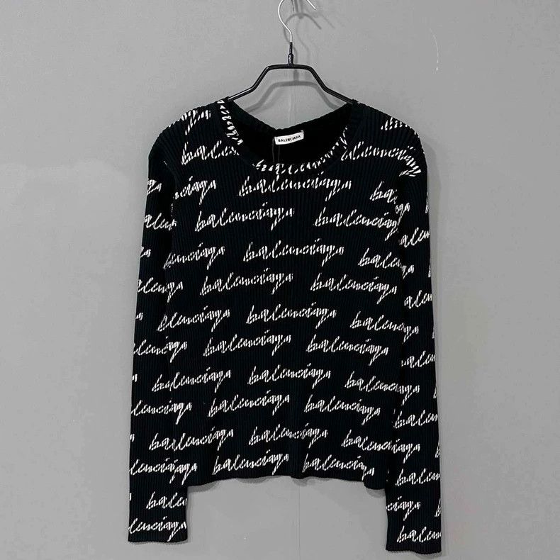 Balenciaga Balenciaga Logo All-Over Print Knit Sweater - dmc Size US M / EU 48-50 / 2 - 1 Thumbnail