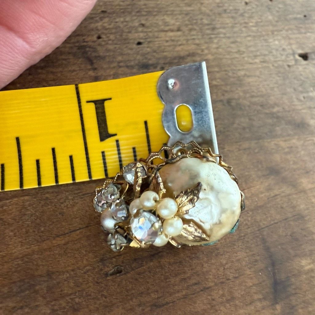 Vintage Vintage 50s Robert Signed Clip On Earrings Pearl Rhinestone Size ONE SIZE - 7 Thumbnail