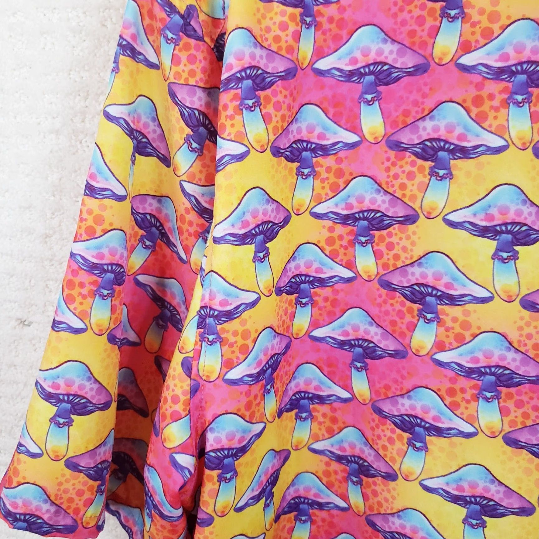 WeSC WeSC Aloha Hawaiian Camp Shirt Mens L Pink Yellow Purple Mushroom Pattern Sweden Size US L / EU 52-54 / 3 - 6 Thumbnail
