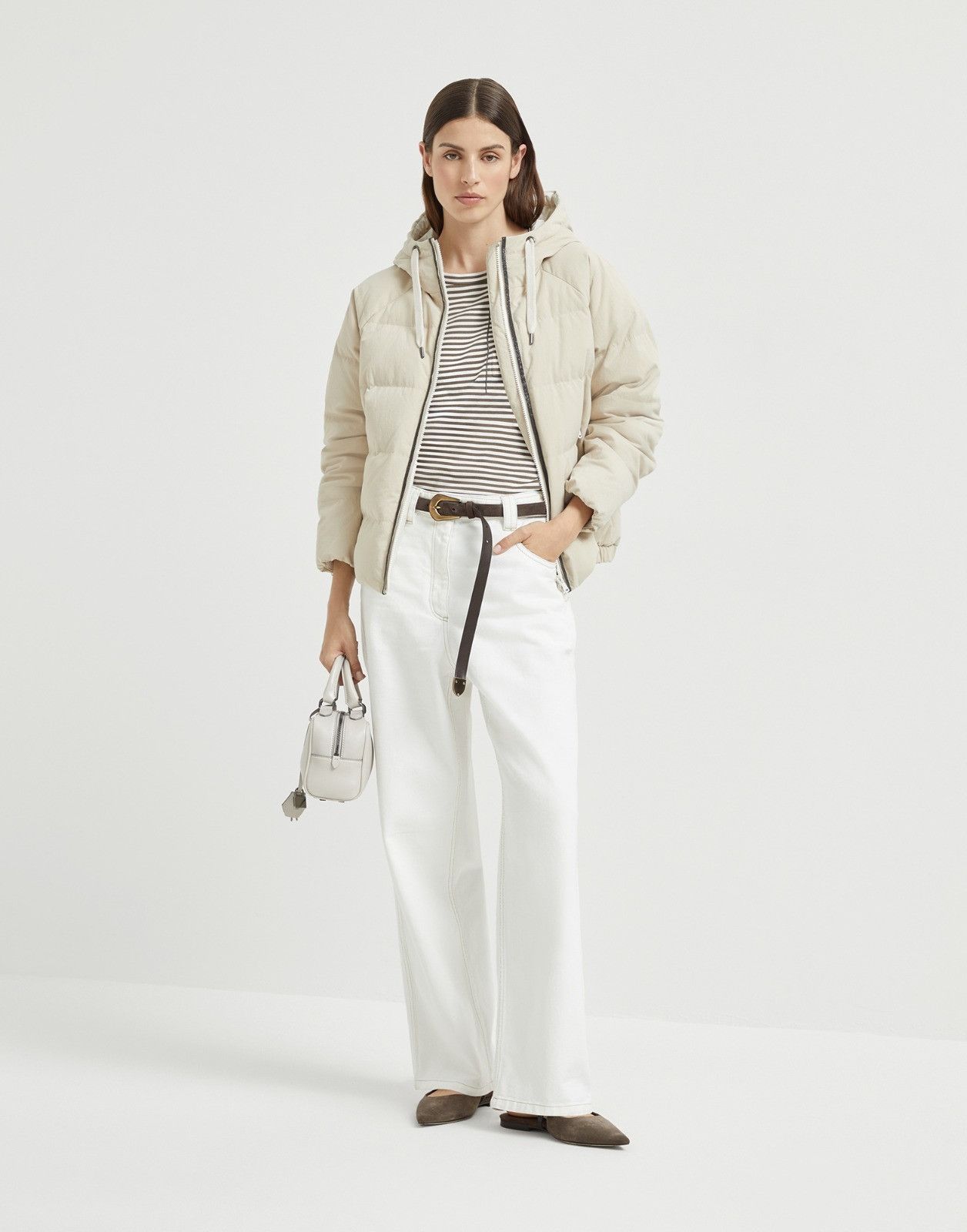 Brunello Cucinelli o1la1rc1a0326 Padded Jacket in Ivory Size XL / US 12-14 / IT 48-50 - 3 Thumbnail