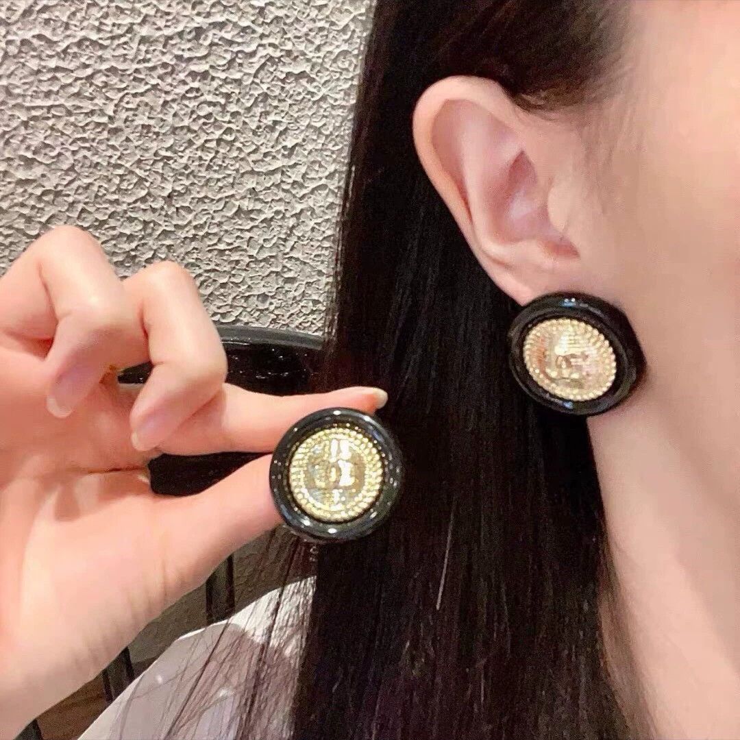 Chanel Chanel Black Metal Coin Circular Earrings Size ONE SIZE - 3 Thumbnail