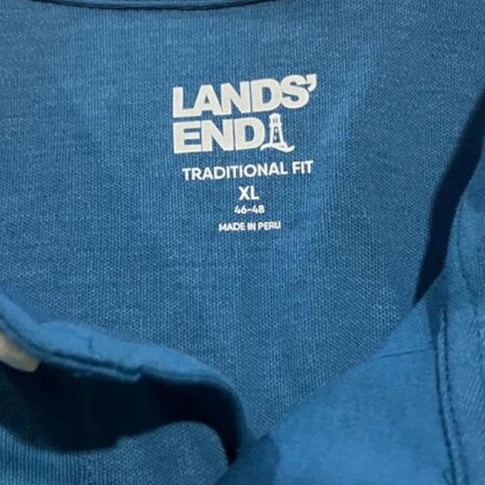 Lands' End Lands’ End Men’s Polo Shirt XL Blue Short Sleeve 100%Cotton Size US XL / EU 56 / 4 - 9 Thumbnail