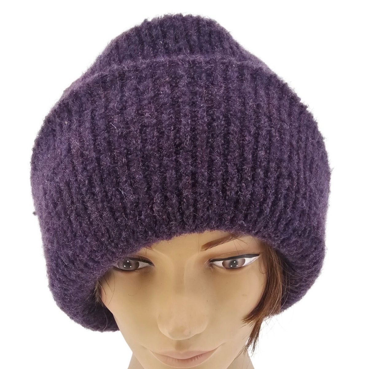 Harley of Scotland Harley of Scotland Purple Merino Wool Blend Beanie Hat Ski Size ONE SIZE - 1 Thumbnail