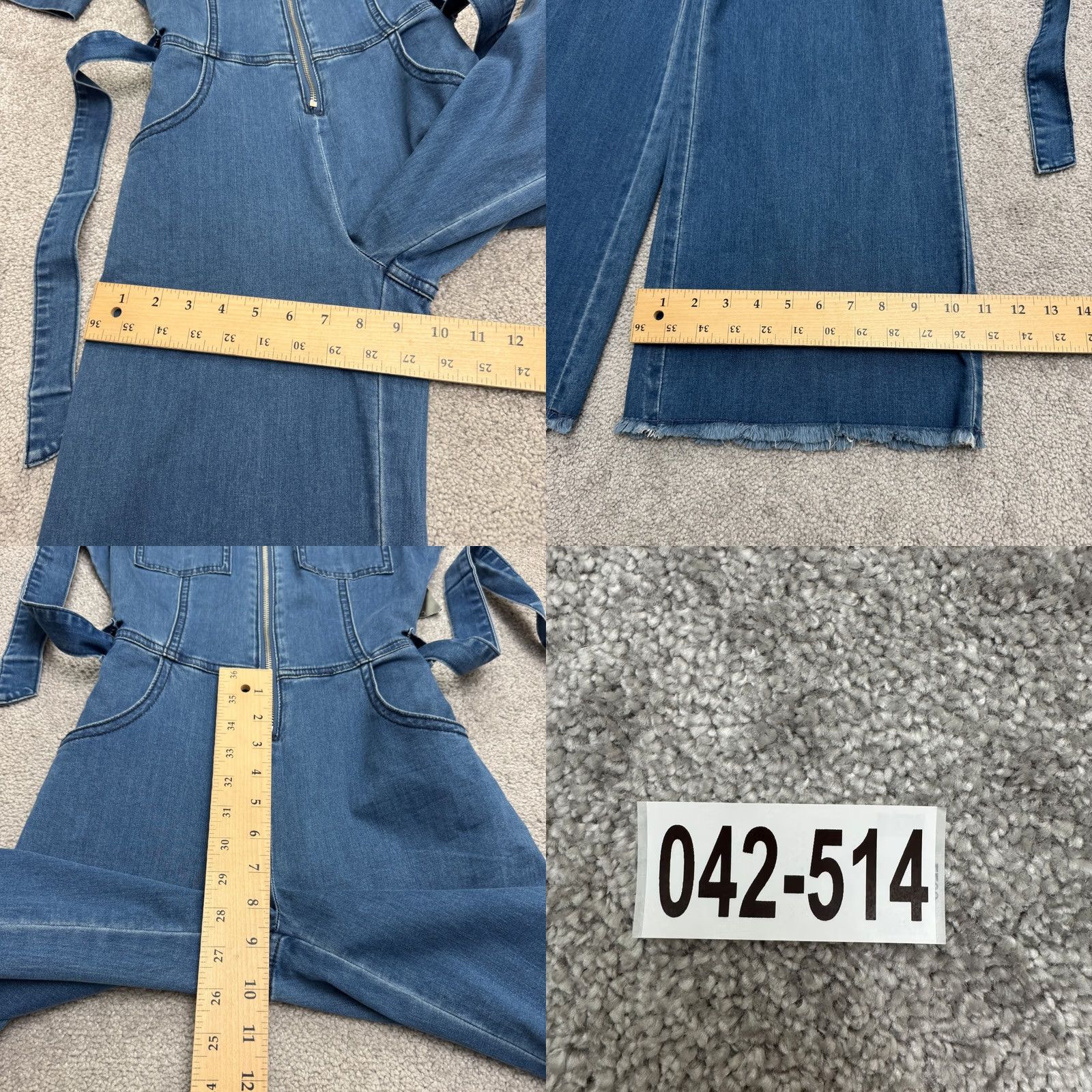Vintage Gabrielle Union Jumpsuit Womens PXS Blue Denim Short Sleeve Zip Up Raw Hem NWT Size 26" / US 2 / IT 38 - 10 Thumbnail