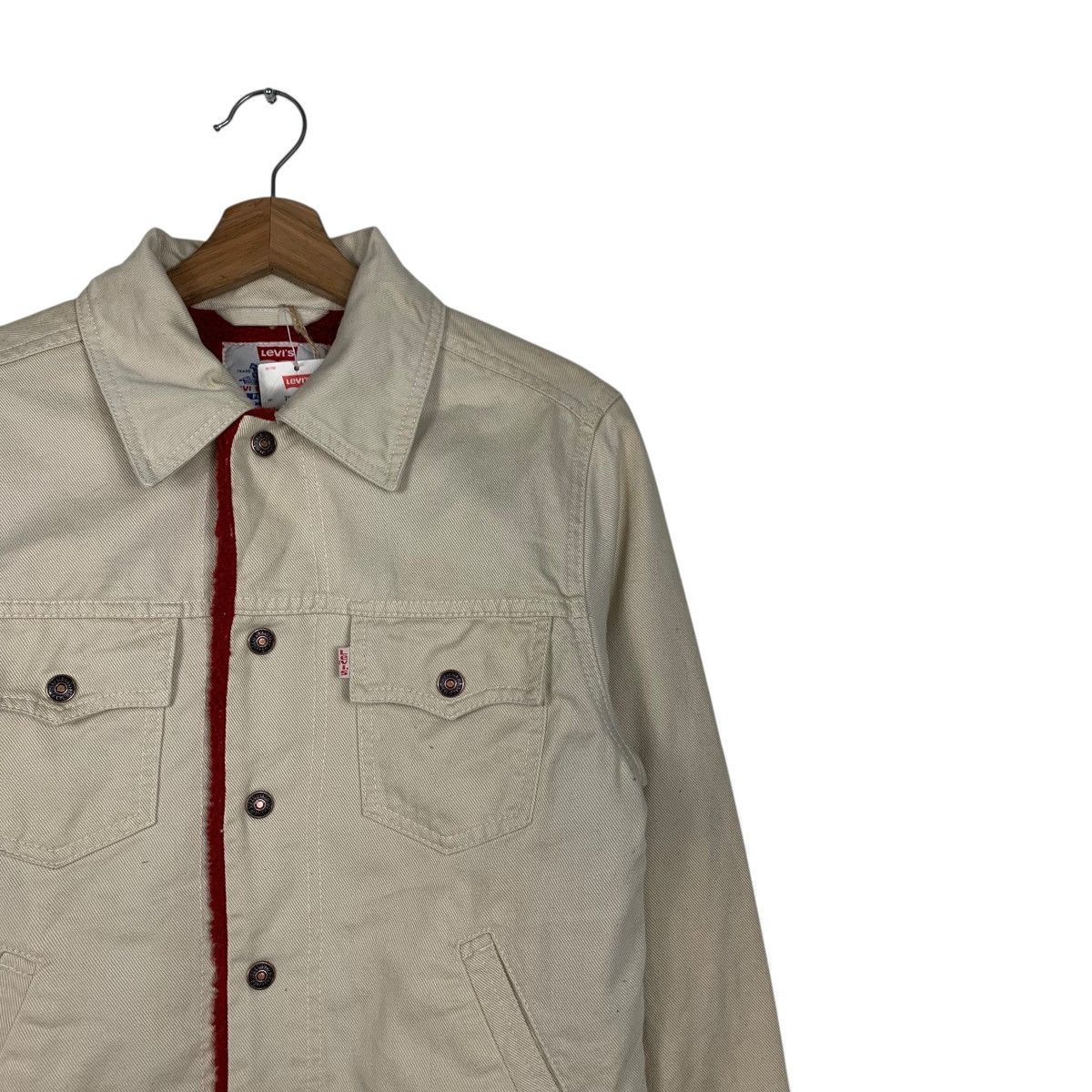 Levi's LEVIS Red Fleece Lined Beige Denim Jacket #1931-C84 Size M / US 6-8 / IT 42-44 - 5 Thumbnail