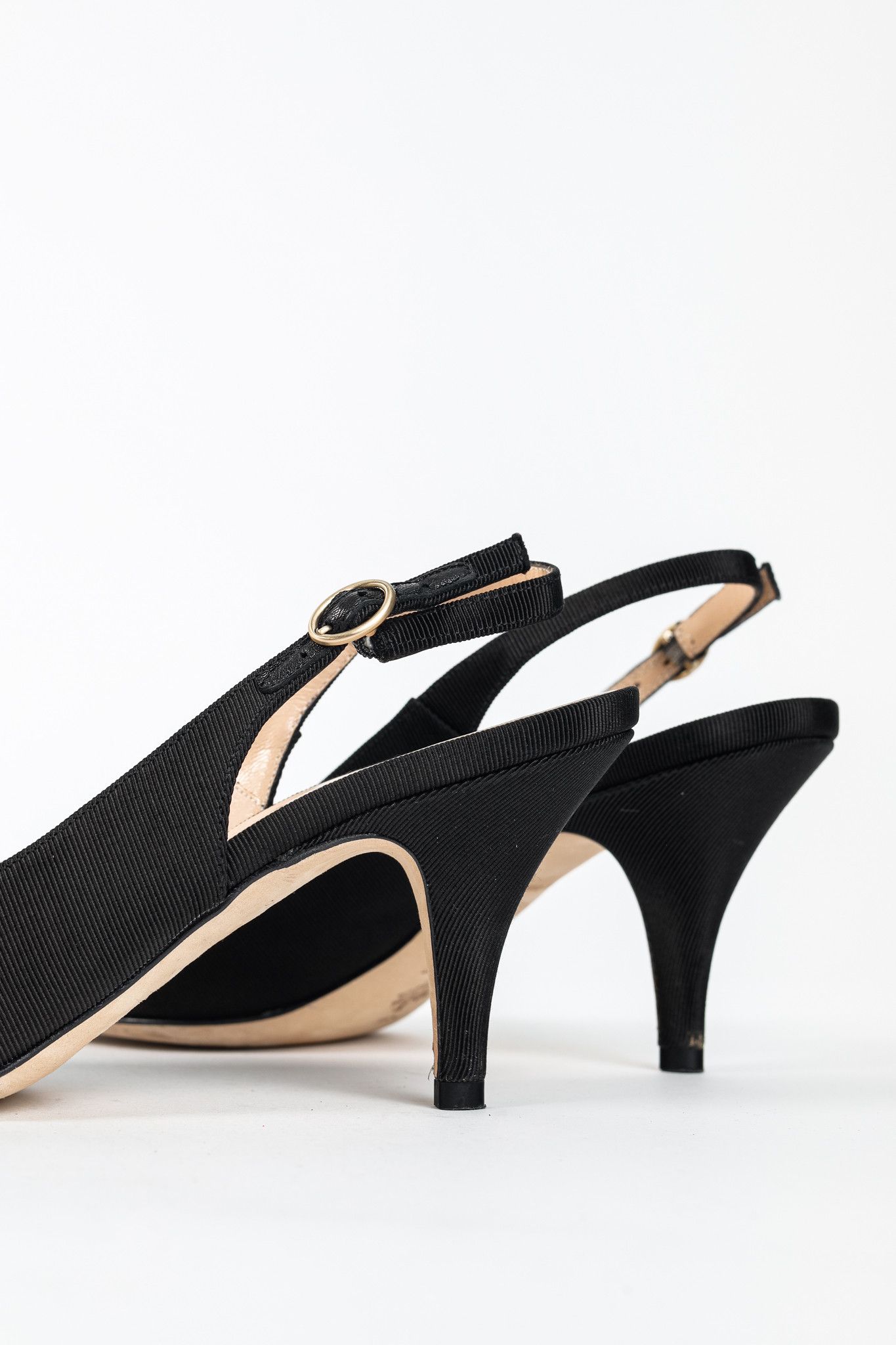 Bally Bally Ciel Black Fabric Slingback Pointed-Toe Heels Size US 5.5 / IT 35.5 - 8 Thumbnail
