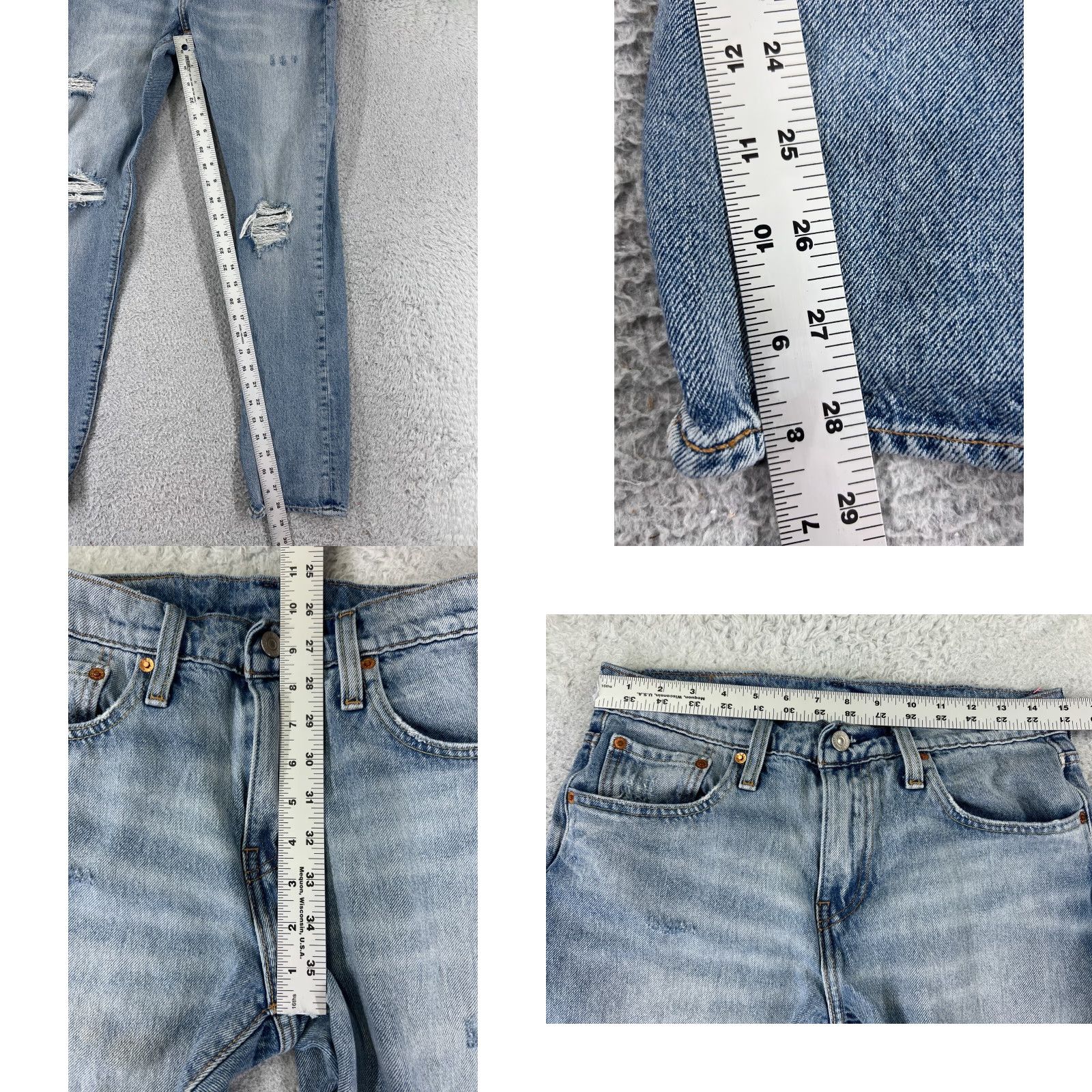 Levi's Levi's Jeans Men 30 Blue Denim Distressed 5-Pocket Slim Regular Size 30x28 Cotton Blue Jeans Size US 30 / EU 46 - 9 Thumbnail
