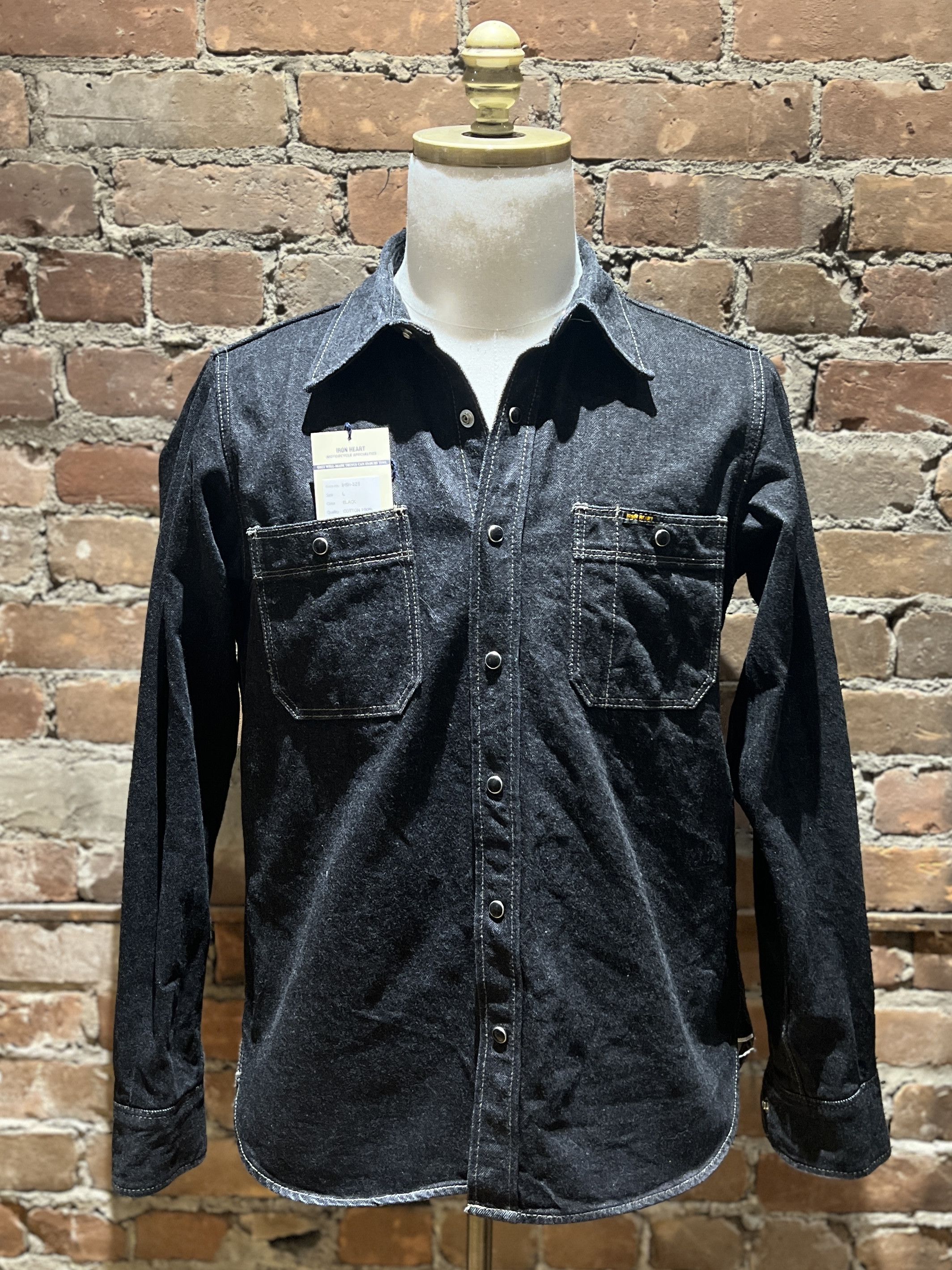 Iron Heart Iron Heart IHSH-326 12oz Selvedge Denim Work Shirt – Black Size US L / EU 52-54 / 3 - 1 Thumbnail