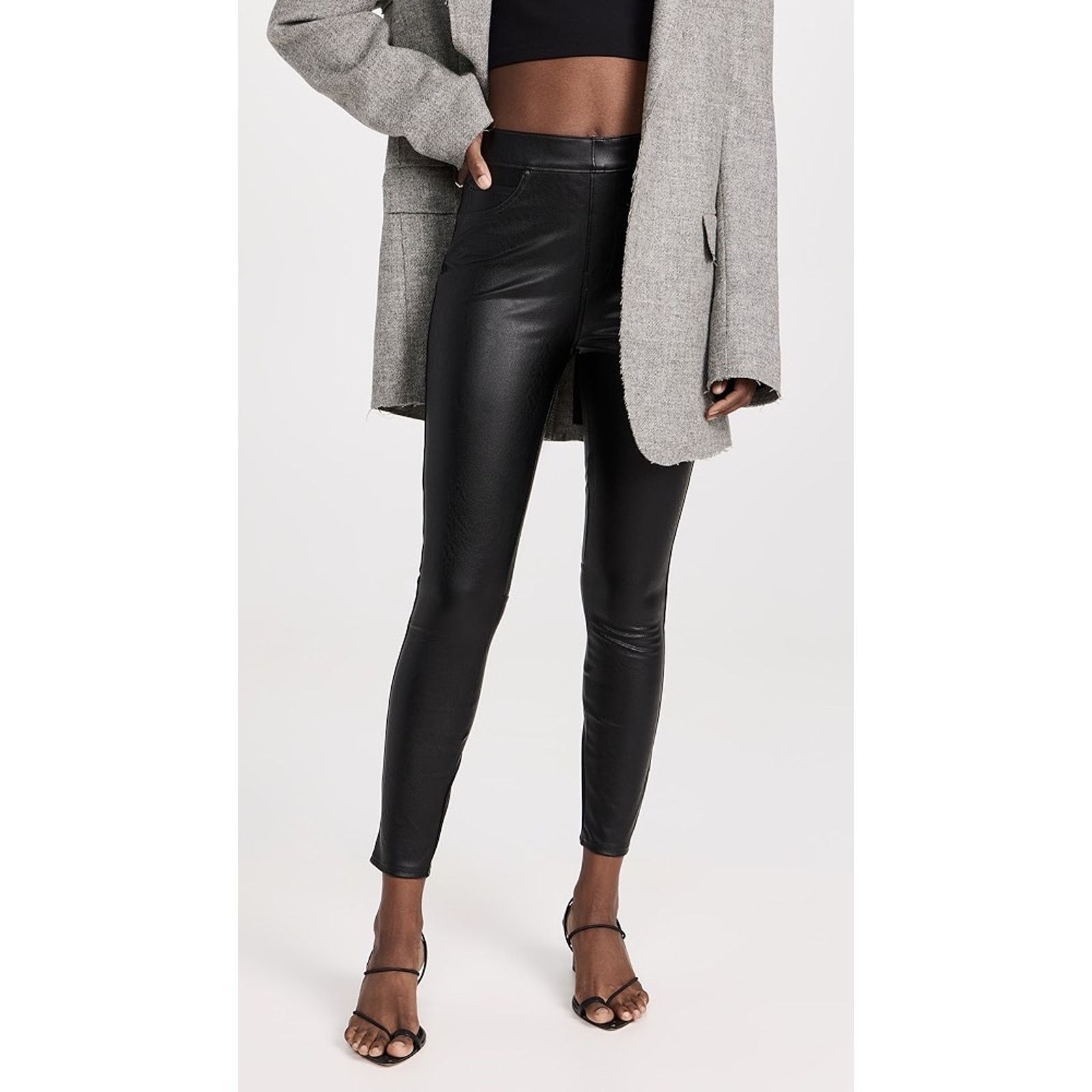 Spanx NWT Spanx II Ankle Skinny Luxe Black Faux Leather Pant Size 27" / US 4 / IT 40 - 2 Thumbnail